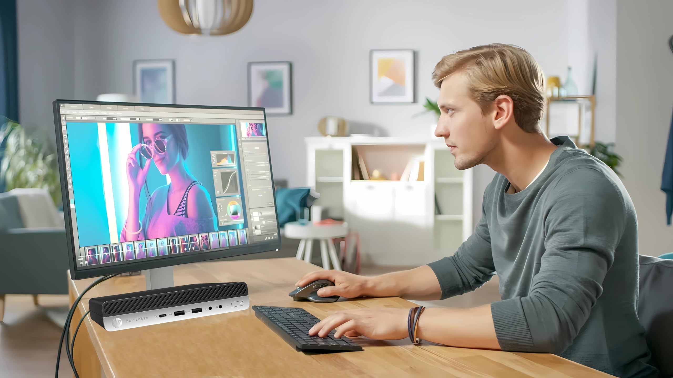 HP EliteDesk 800 G3 Mini PC - Intel Core i5-6500T Quad-Core Processor, 16GB DDR4 RAM, 256GB SSD, Windows 10 Pro (Renewed) - Compact Business Desktop with Keyboard & Mouse, VGA/DP Ports - Perfect for Home Office, Remote Work & Small Business