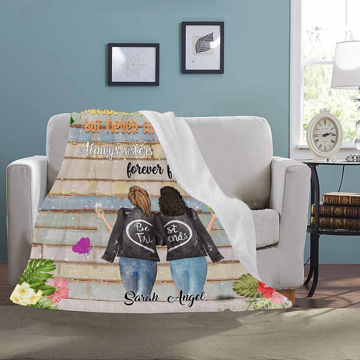 Custom Sister Blanket - Forever Never Apart, Maybe in Distance But Never at Heart - 40x50 Inch Soft Fleece Throw Blanket - Perfect Gift for Sisters, Best Friends, Long Distance Relationships & Birthday Presents