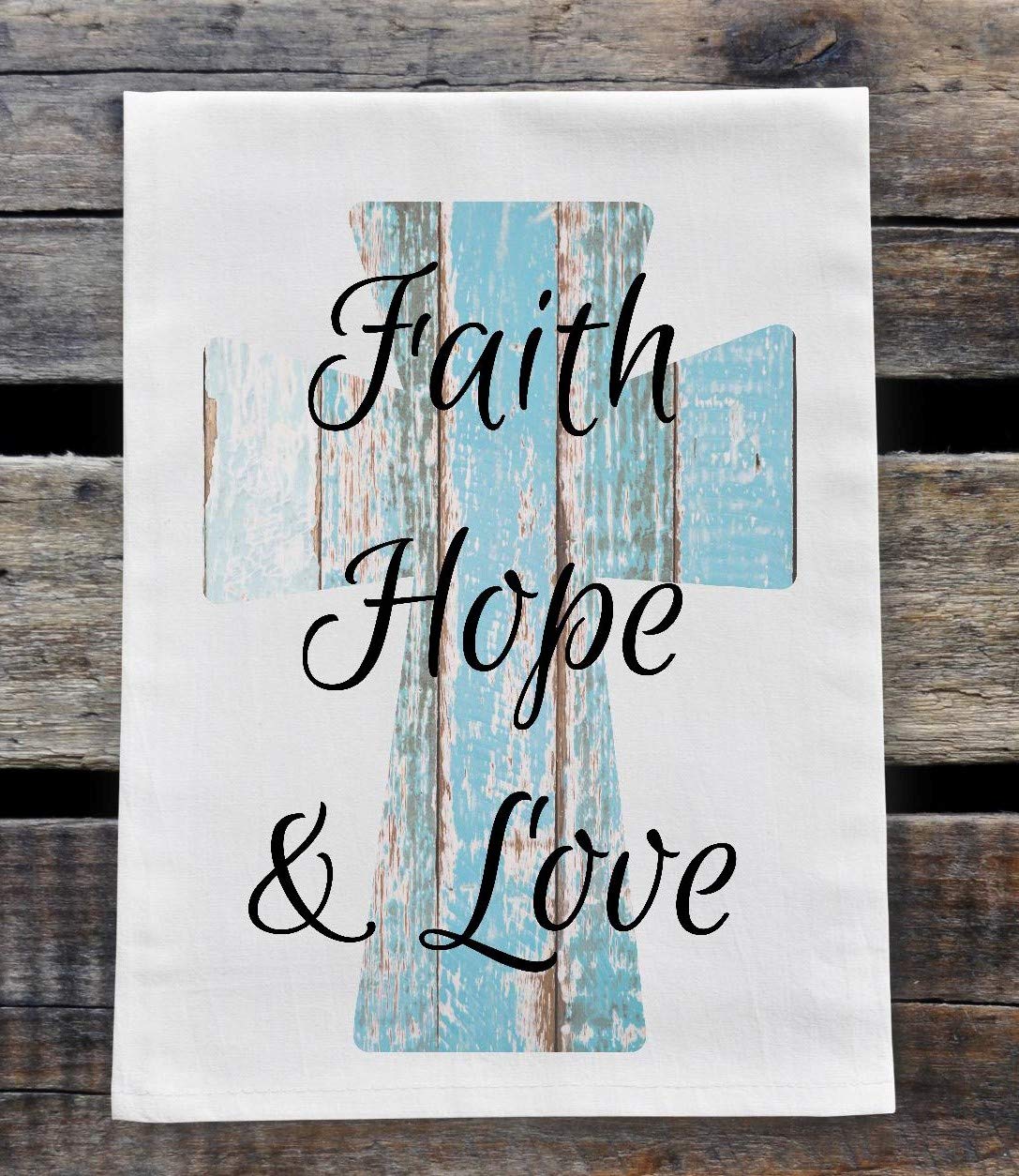 Faith Hope Love Flour Sack Dish Towels - Soft Absorbent Kitchen Towels for Drying Dishes, Cleaning & Decor - Spring & Everyday Home Use