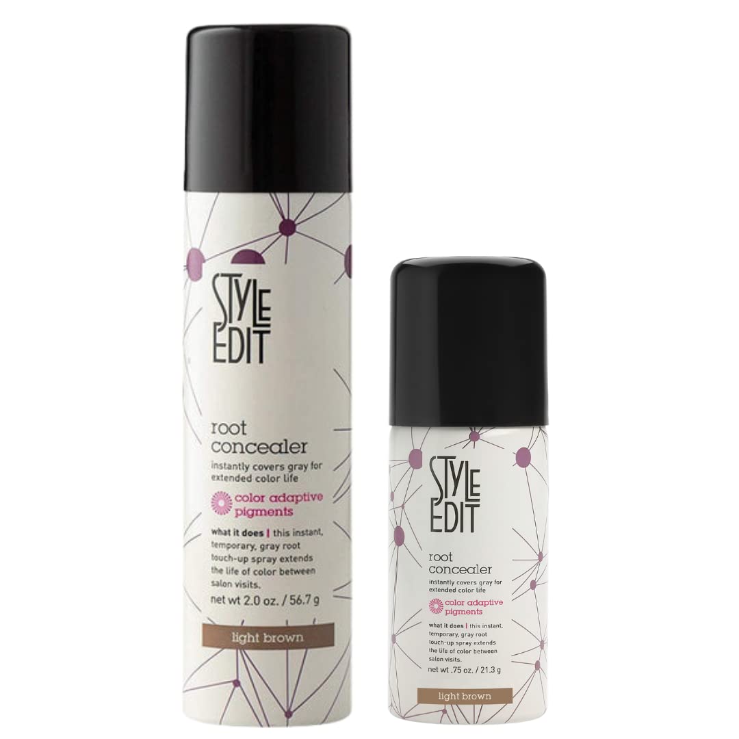 Style Edit Light Brown Root Concealer Duo - Travel & Full Size for Covering Roots & Grays | Quick Touch-Ups Between Salon Visits