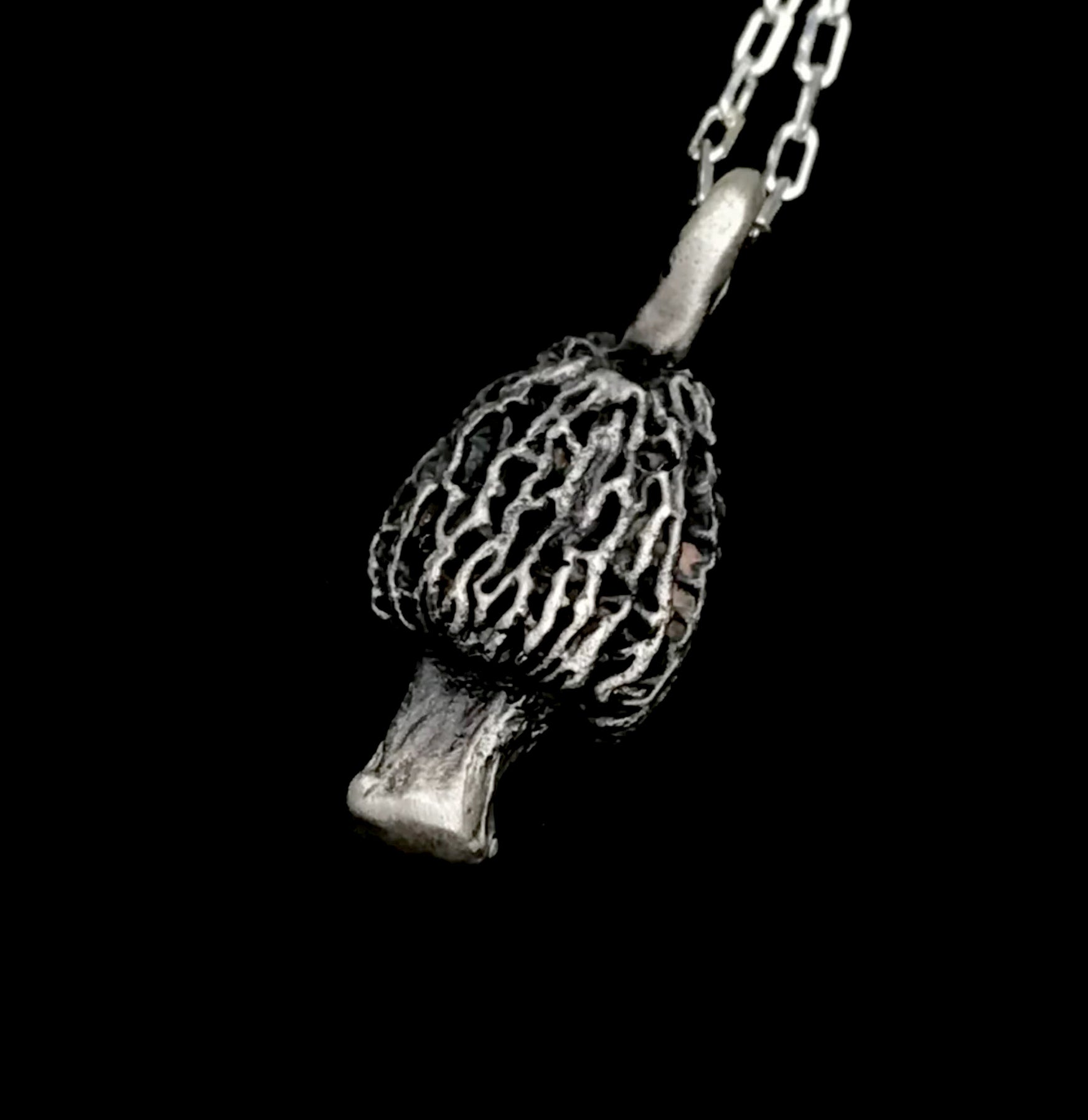 Sterling Silver Morel Mushroom Pendant Necklace - Elegant Nature-Inspired Jewelry for Women - Perfect for Outdoor Adventures, Hiking, and Nature Lovers