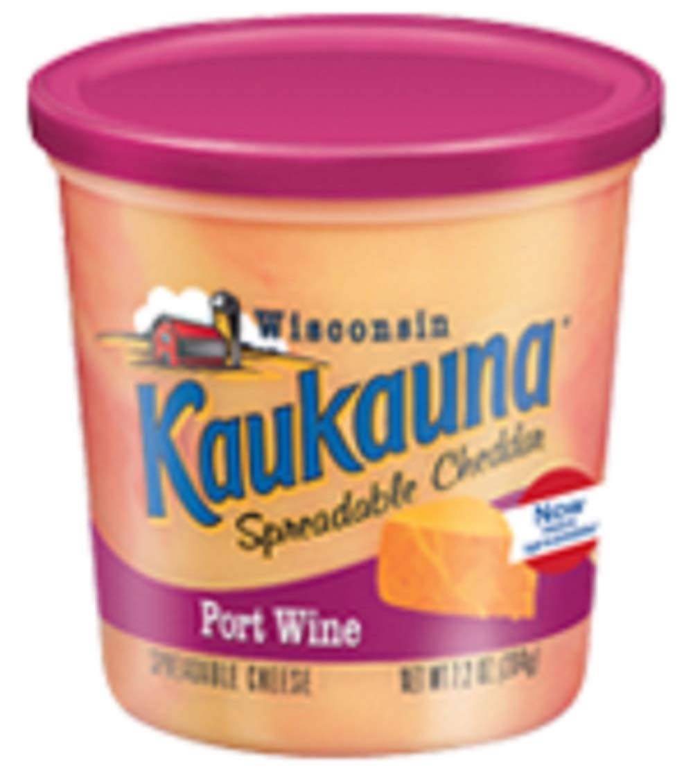 Premium KAUKAUNA Wisconsin Port Wine Cheddar Cheese Spread - 6.5 Oz (Pack of 12) | Gourmet Cheese Dip for Crackers, Charcuterie Boards & Wine Pairings | Perfect for Parties, Gifts & Entertaining