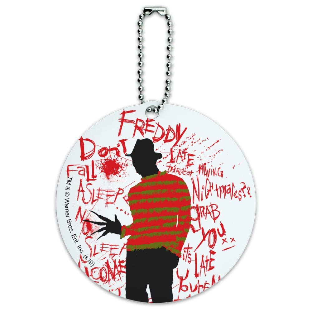 Freddy Krueger Nightmare on Elm Street Round Luggage ID Tag - Durable Suitcase & Carry-On Baggage Identifier for Travel Accessories | Perfect for Horror Fans & Halloween Costume Accessories