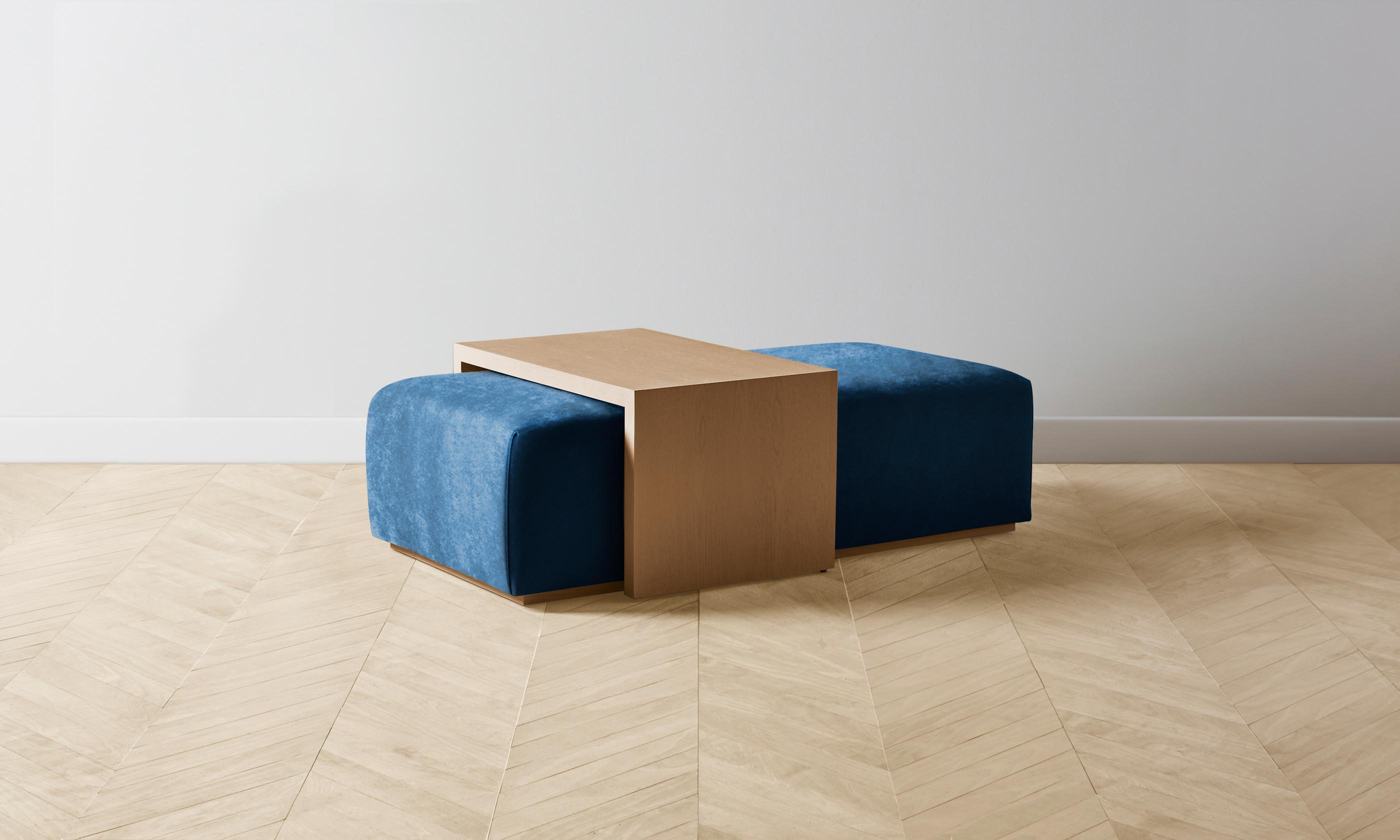 The Bowery Ottoman - Luxe Performance Velvet in Sapphire Blue | Perfect for Living Room, Bedroom & Home Decor