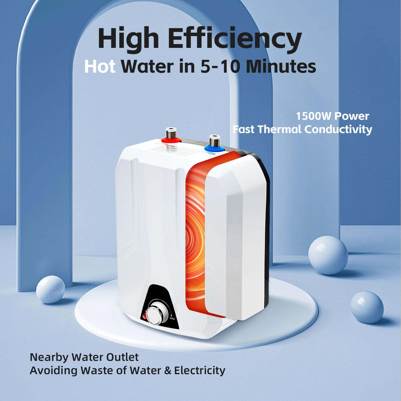 YIYIBYUS 1500W Electric Water Heater for Shower, Kitchen & Bathroom - Instant Hot Water Heater 110V for Home, Hotel & Household Use - Perfect for Bathing, Washing Dishes & Hand Washing
