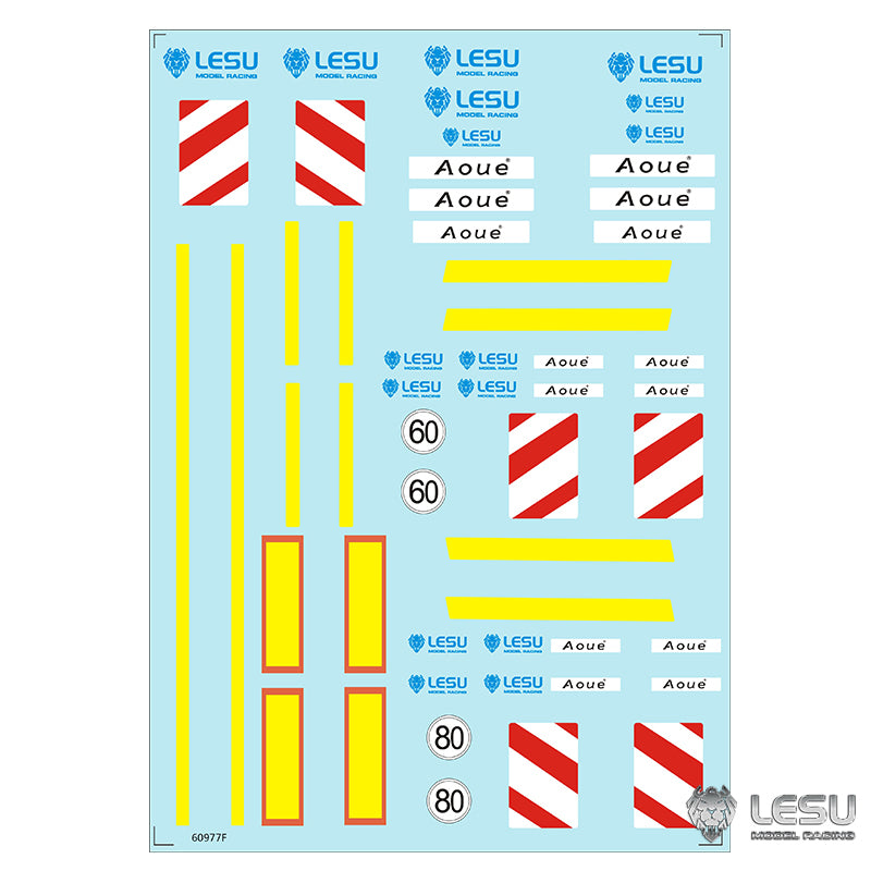 1/14 Scale RC LESU A0020 Hydraulic Trailer Truck A0005 Accessories - 52MM Wheel Tires, Stickers, Plastic Taillights & Metal Electric Lifting Legs - Perfect for RC Truck Customization and Off-Road Simulation