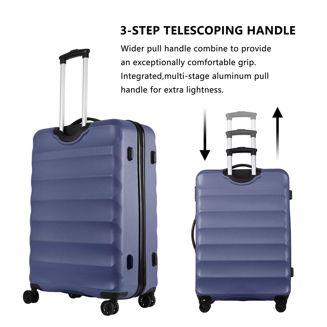 20 Inch Navy Blue ABS Hardside Carry-On Spinner Suitcase - Lightweight, Anti-Scratch Luggage for Business Travel & Weekend Getaways