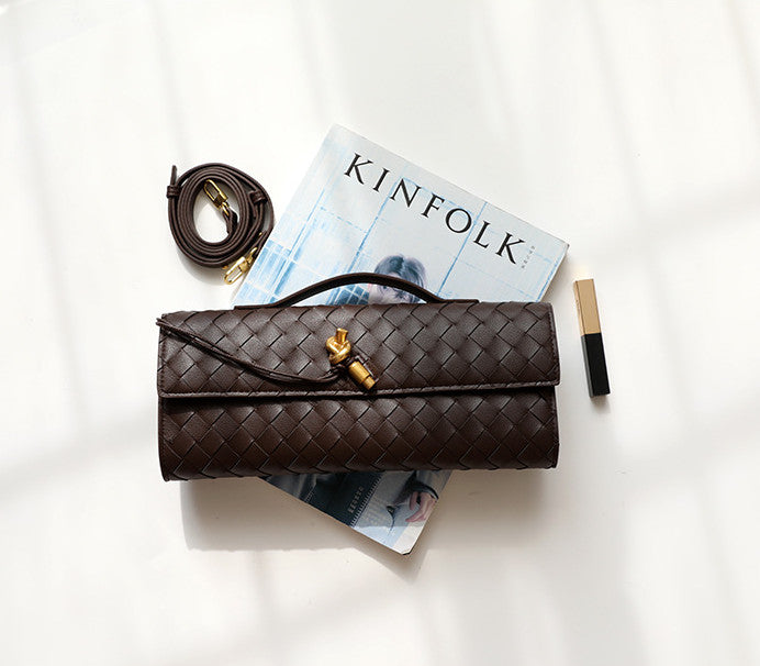 Handmade Woven Leather Clutch Purse for Women - Elegant Crossbody Bag for Evening Parties, Weddings & Date Nights | Durable Genuine Leather Small Handbag