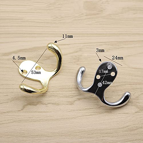 Heavy Duty Wall Mounted Coat Hooks - Dual Prong Hooks for Towels, Robes & Coats - Bathroom & Bedroom Organizer (3-Pack, Silver+Gold+Black) - Perfect for Small Space Organization & Entryway Storage