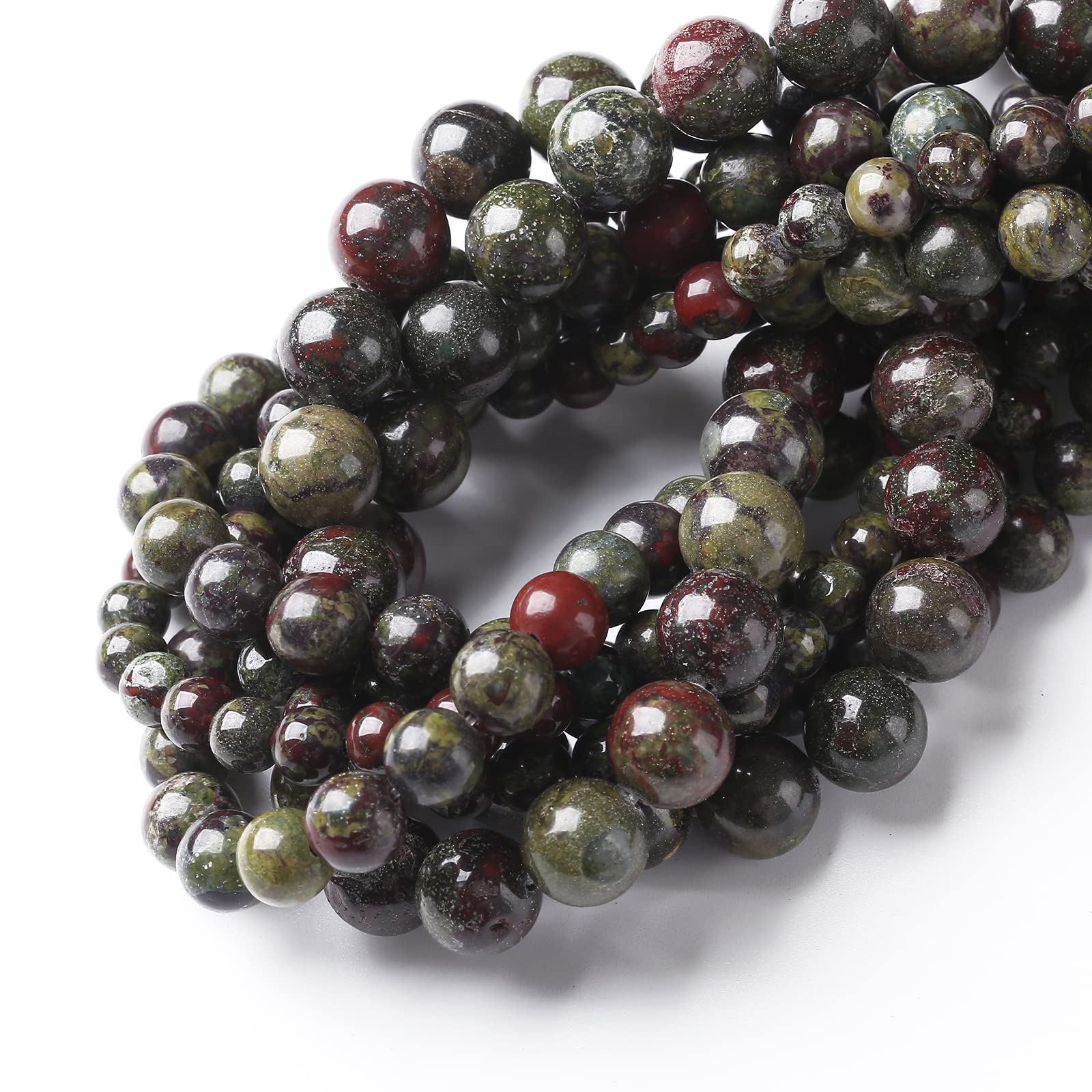 60PCS 6MM Natural Dragon Blood Stone Beads - Round Loose Gemstone Beads for Jewelry Making, DIY Bracelets, Necklaces - Healing Crystal Energy Stones - Perfect for Meditation, Spiritual Healing & Gift Giving (15 Inch Strand)