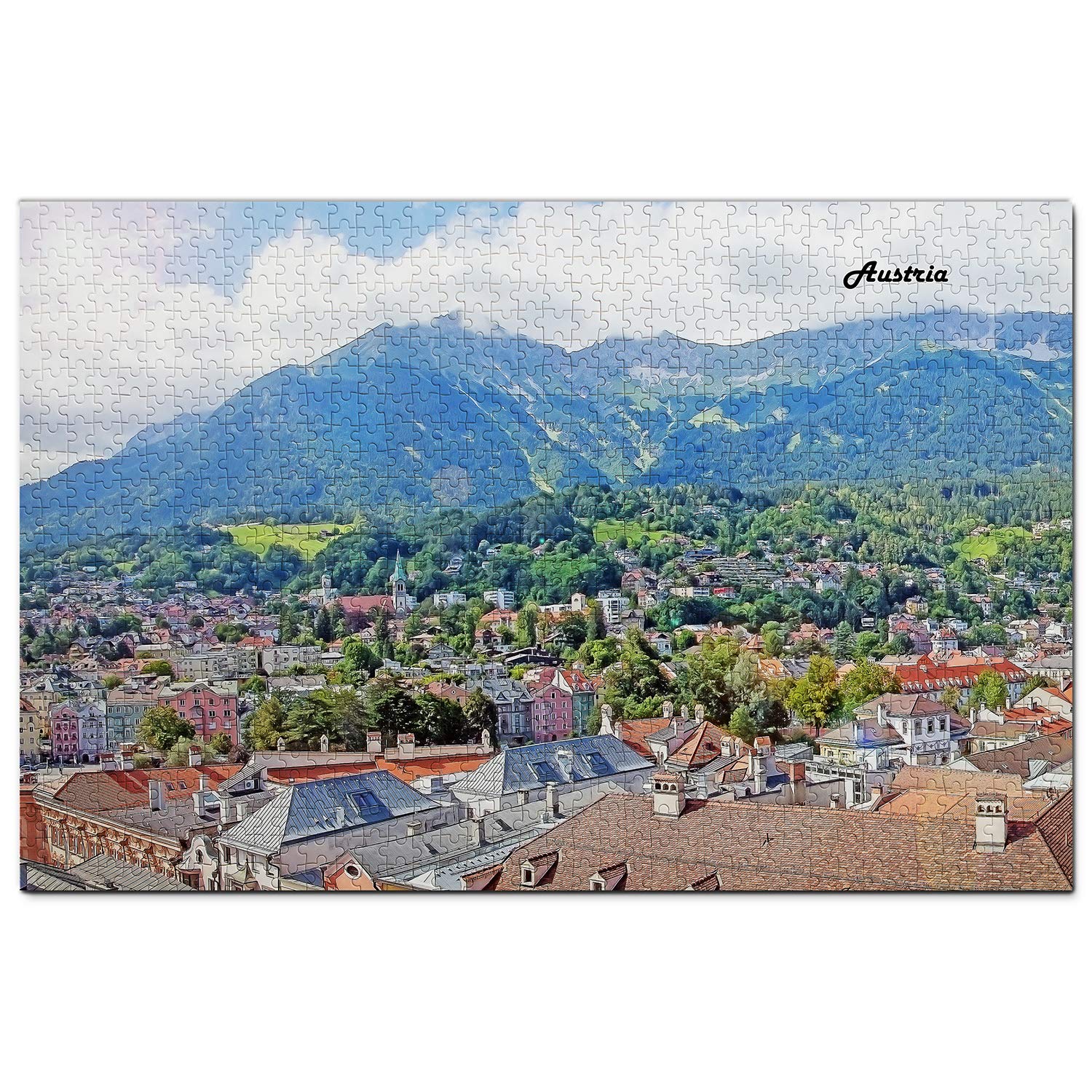 1000-Piece Austria Innsbruck Tyrol Panorama Wooden Jigsaw Puzzle - Scenic Travel Souvenir & Home Decor Gift for Puzzle Lovers | Perfect for Family Game Nights, Stress Relief & Wall Art Display