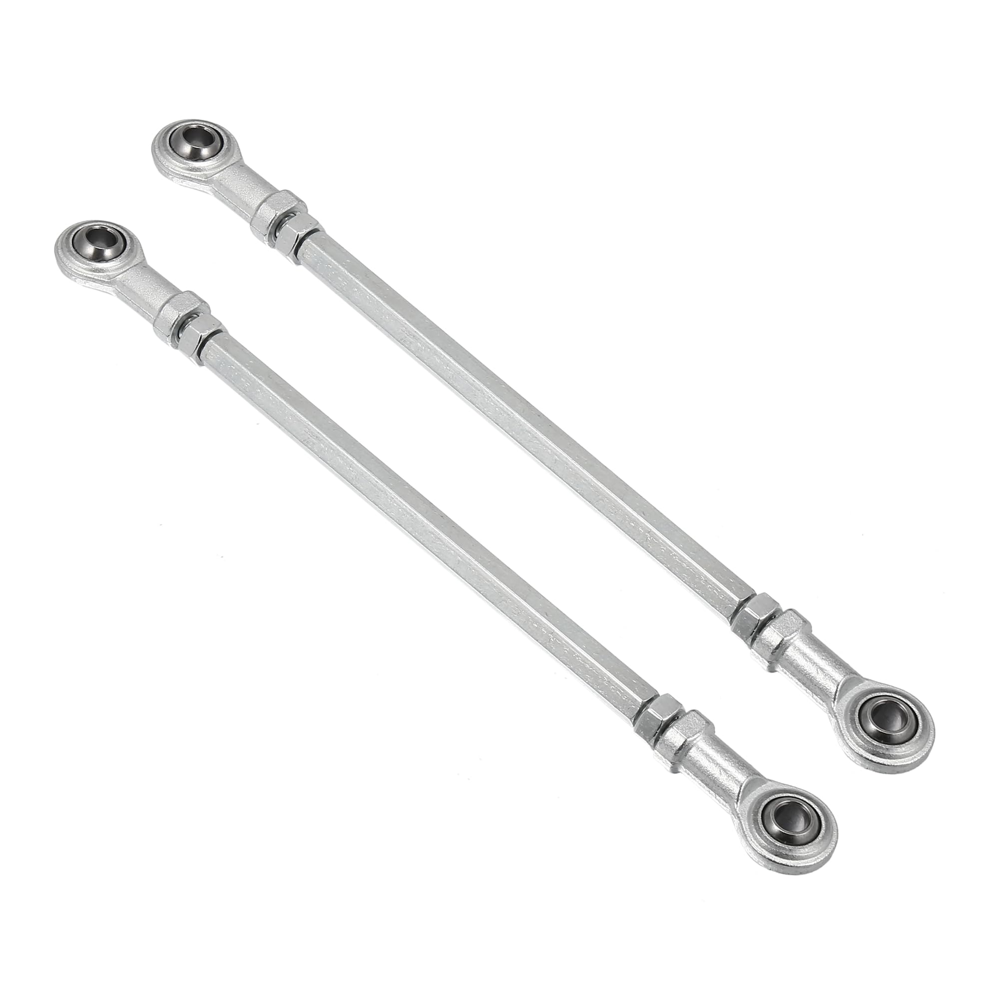 Motoforti 2-Piece 210mm Adjustable Steering Tie Rod Ball Joint with 8mm Hole Diameter - Compatible with 49cc Electric ATV & Go Kart - Silver Tone Steering Suspension Accessory - Perfect for Off-Roading, Racing & DIY Kart Maintenance