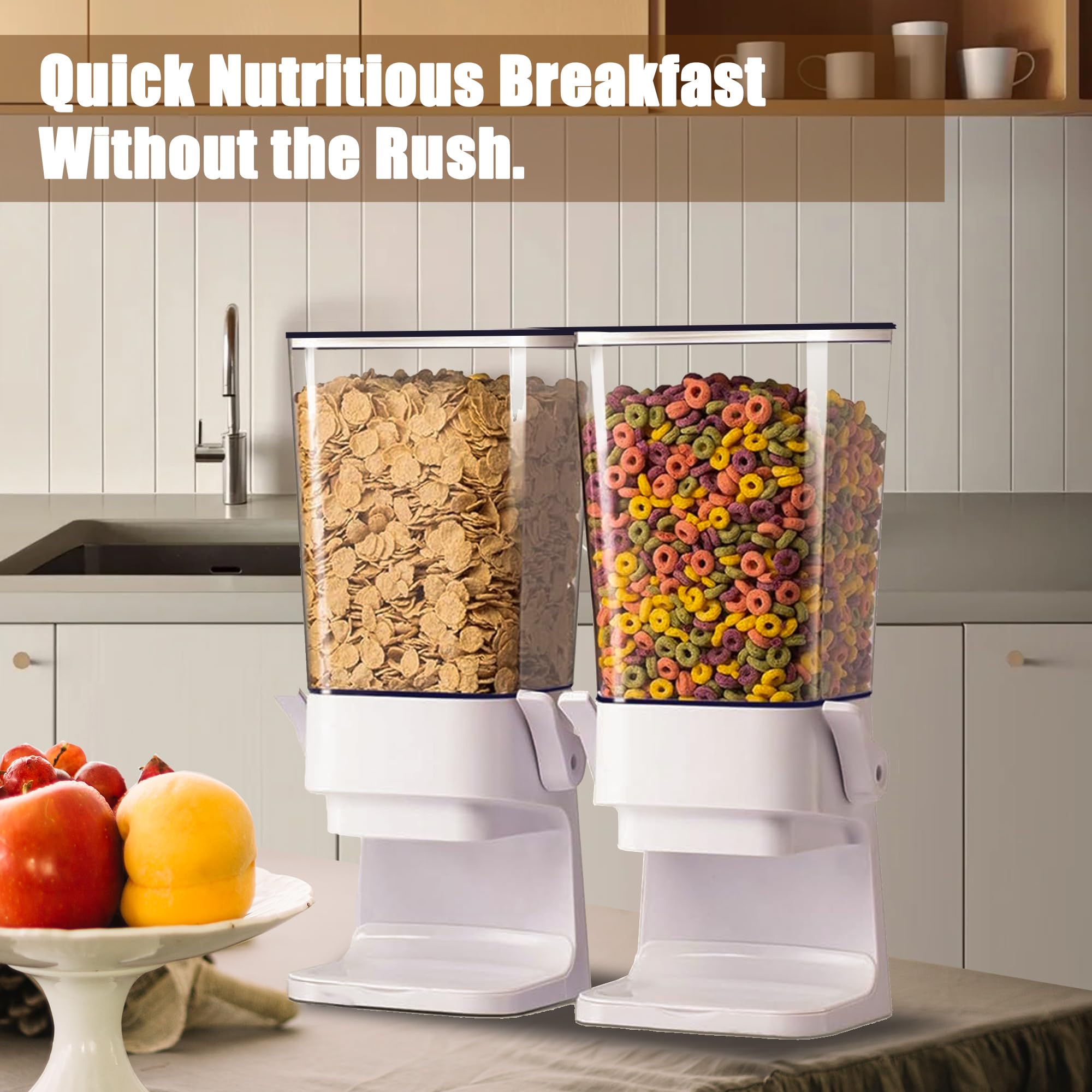 Meegoo 5.5L Large Airtight Cereal Storage Container - Dry Food Dispenser for Grains, Rice, Nuts, Beans & Candy | BPA-Free Kitchen Organization | Perfect for Pantry, Countertop & Bulk Food Storage (White)