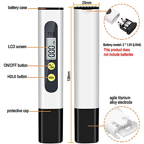 Premium Digital LCD TDS Water Quality Tester - Accurate PPM/EC/Temperature Measurement for Drinking Water, Aquariums, Hydroponics & Home Water Filtration Systems