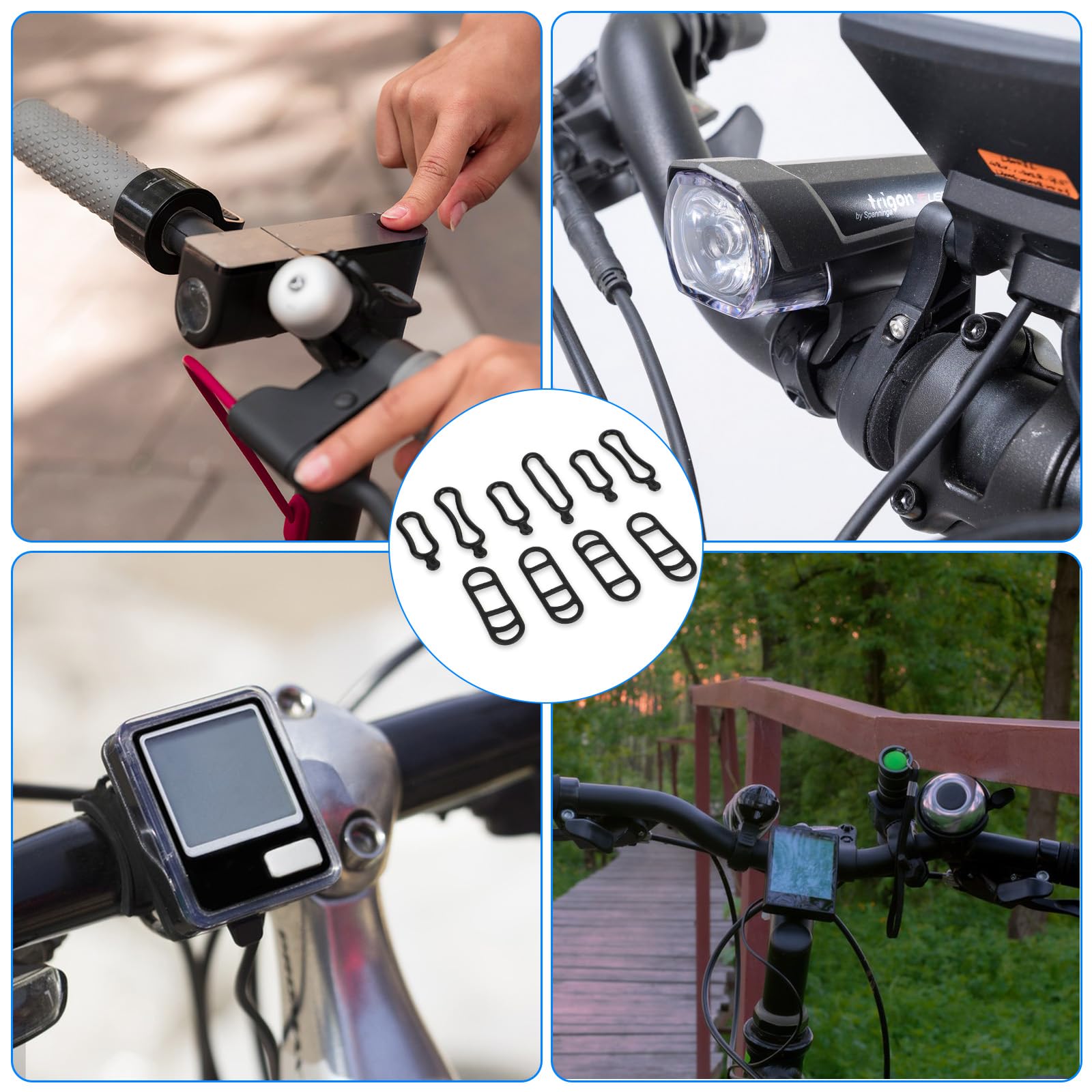 JJUNW10 10-Pack Silicone Bike Light Straps - Durable Rubber Flashlight Mount Bands for Road & Mountain Bicycles | Perfect Replacement Straps for Bicycle Lights & Phone Mounts | Ideal for Night Cycling, Commuting & Outdoor Adventures