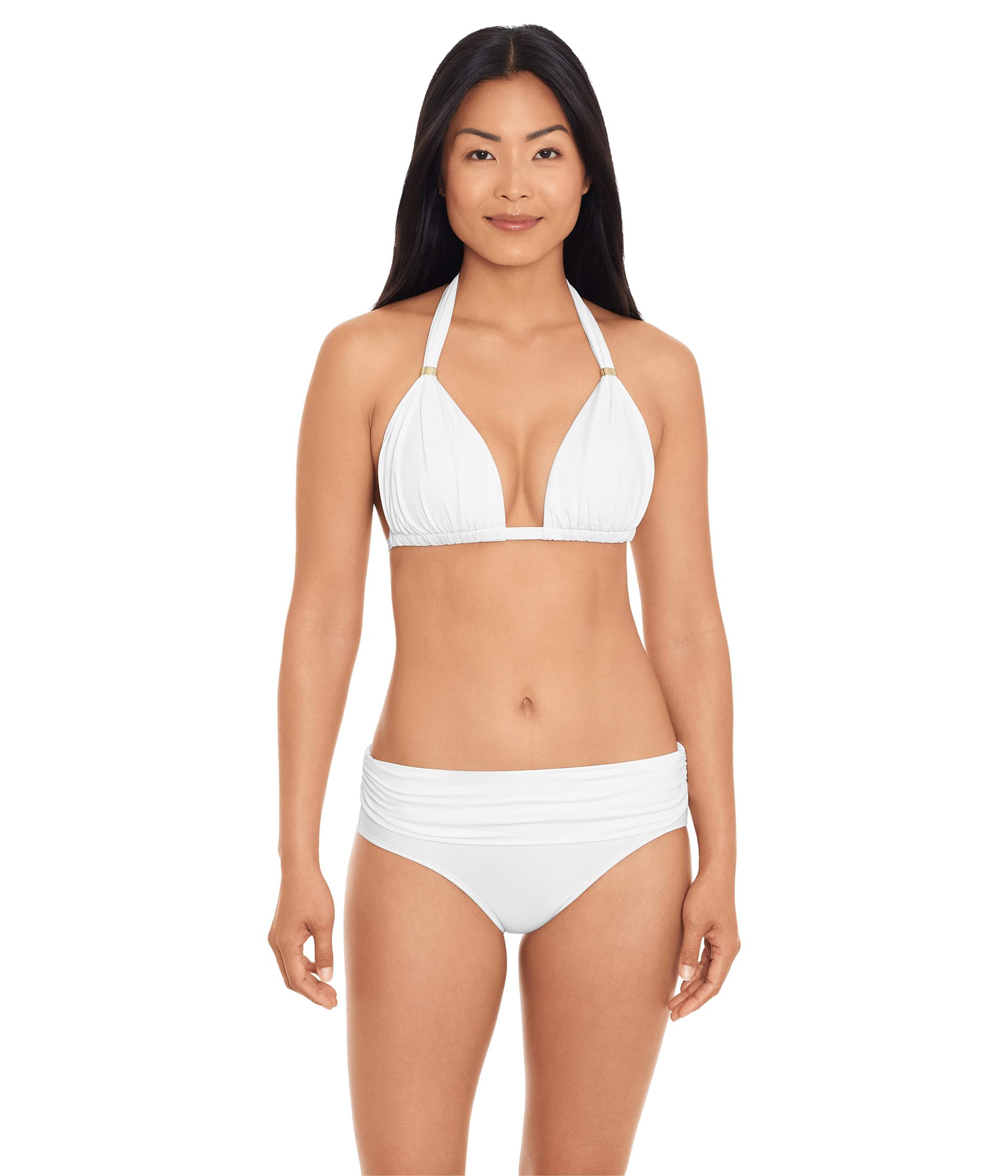 Lauren Ralph Lauren Women's Beach Club Solid Color Molded Cup Halter Top - Perfect for Summer Vacations, Pool Parties, and Beach Getaways