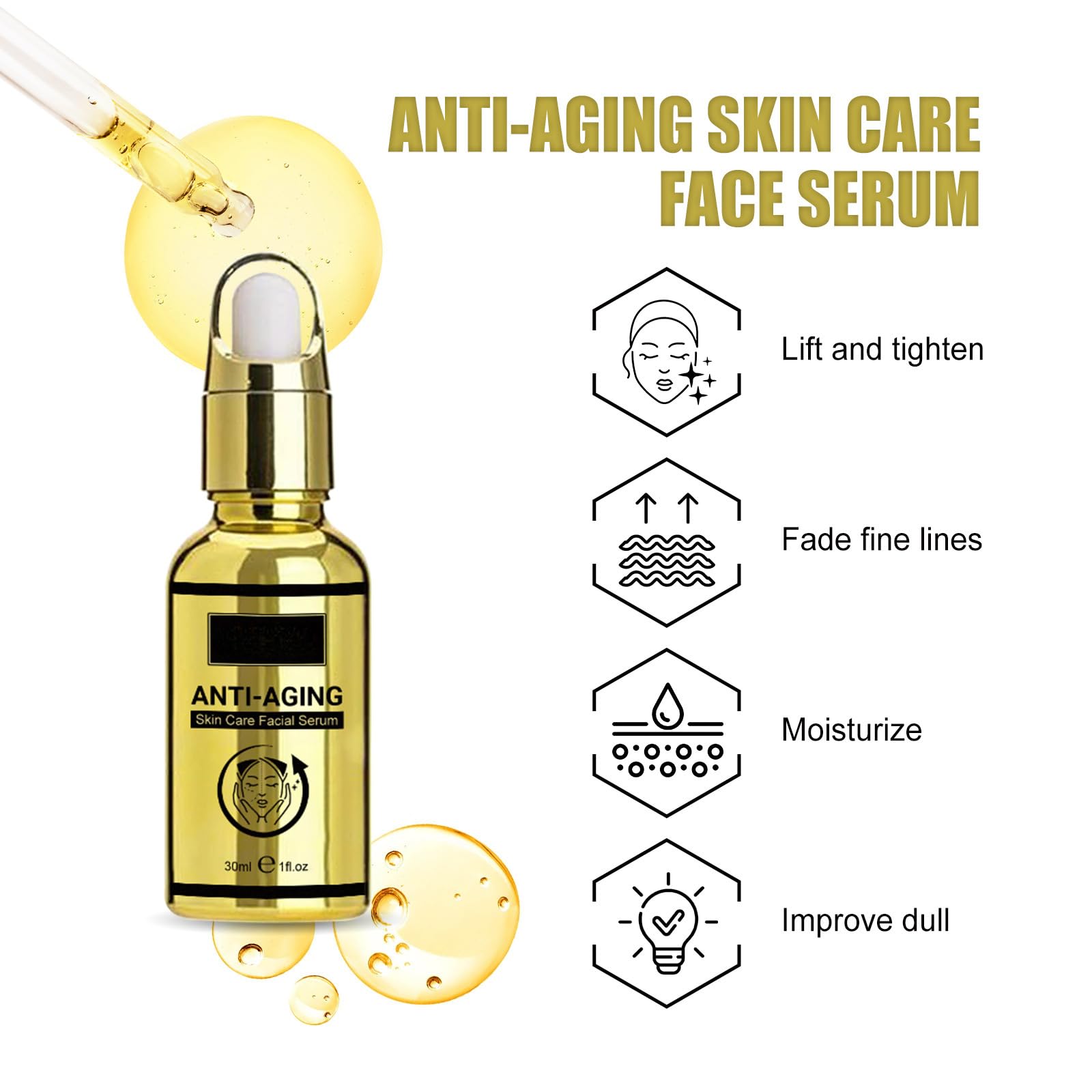 Best Anti-Aging Serum with Hyaluronic Acid - Deep Hydration & Wrinkle Reduction for All Skin Types | Brightens Skin Tone & Rejuvenates Face | Perfect for Daily Skincare Routine & Nighttime Use