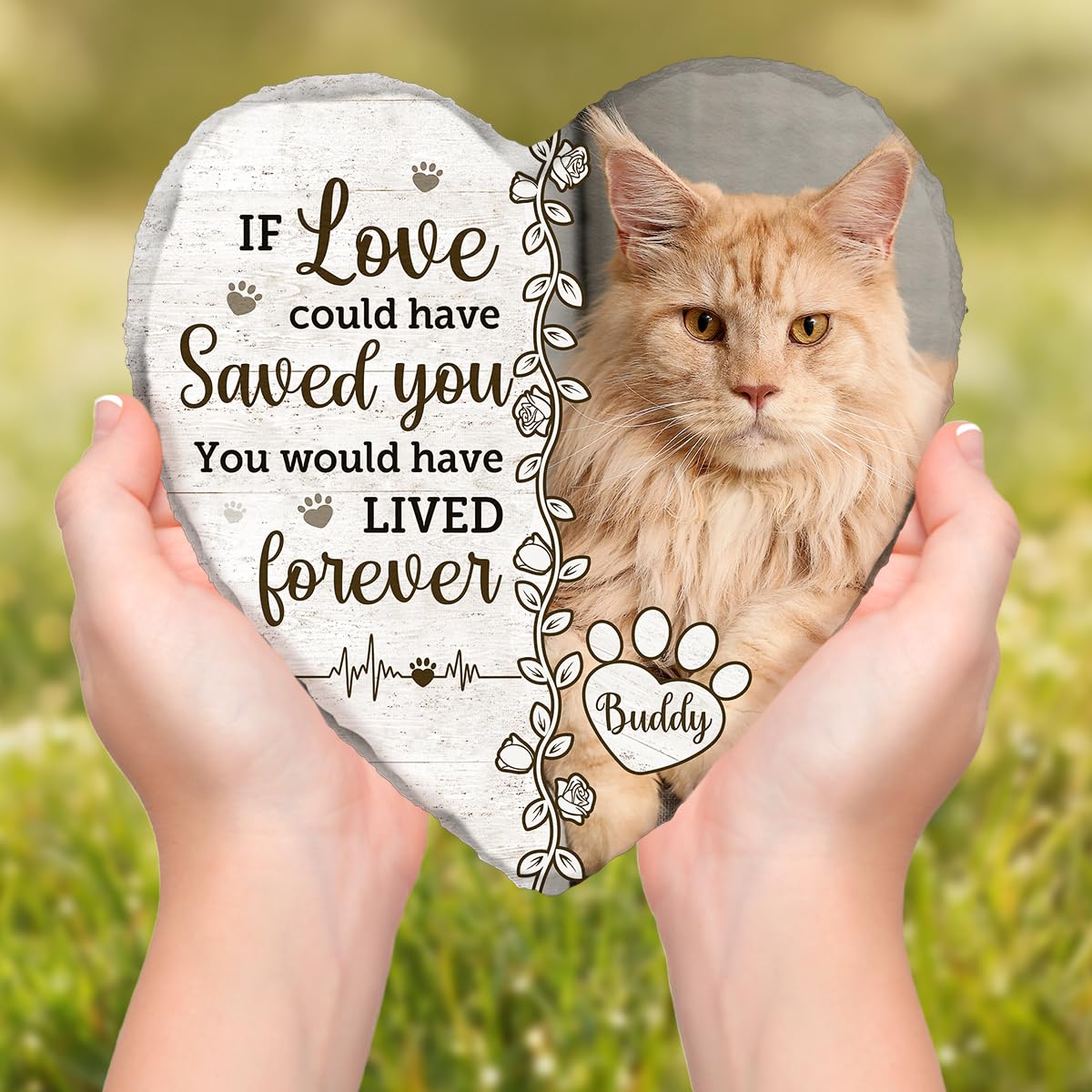 Personalized Cat Memorial Stone with Photo - Custom Pet Loss Gift for Cat Lovers | Sympathy Gift for Loss of Beloved Cat | In Loving Memory Keepsake | Perfect for Garden Memorials, Pet Graves & Healing After Losing a Feline Friend