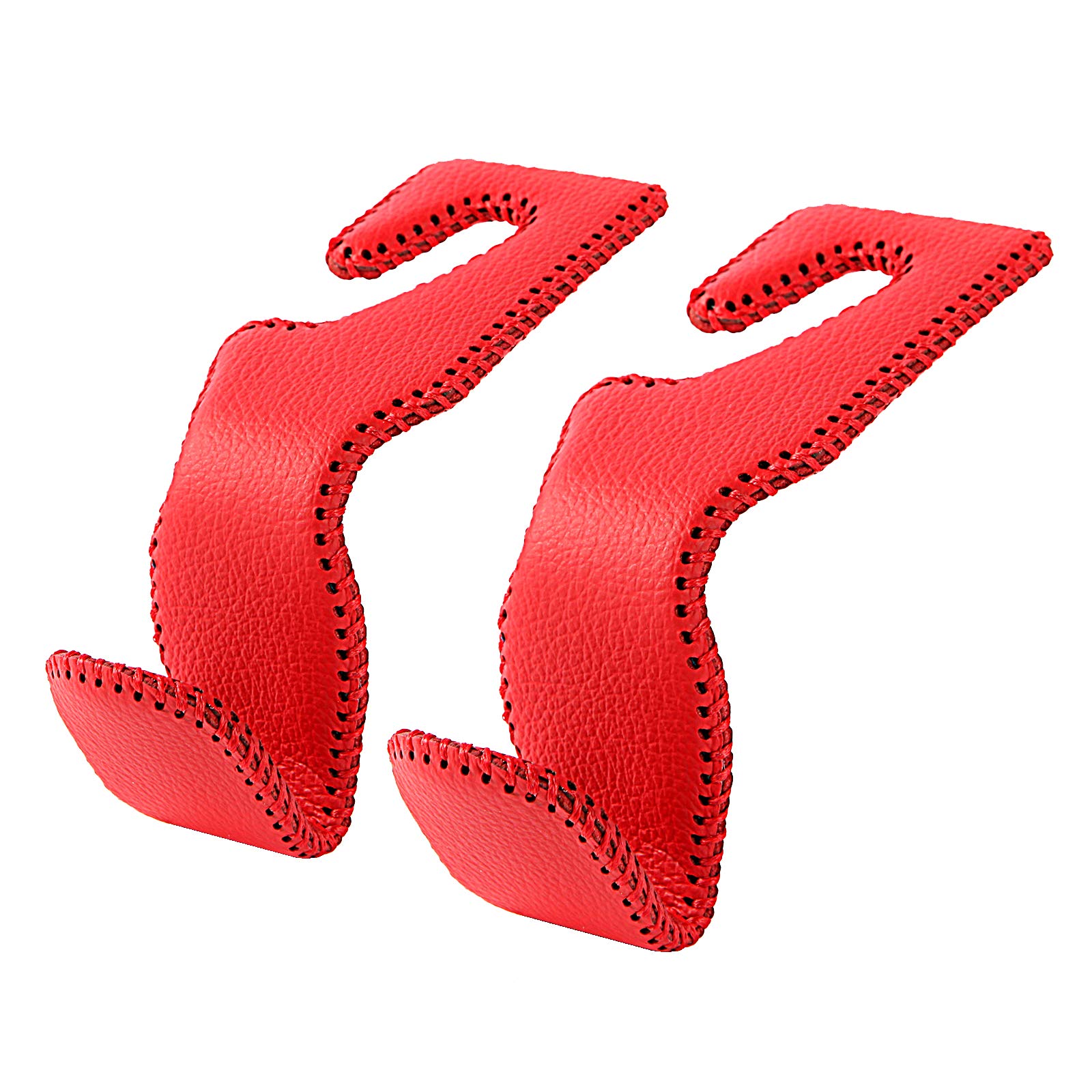 Premium Car Hooks for Purses & Bags - 2 Pack Luxury Red Leather Backseat Headrest Hangers - Vehicle Organizer for Handbags, Groceries & Shopping Bags - Perfect for SUVs, Sedans & Road Trips