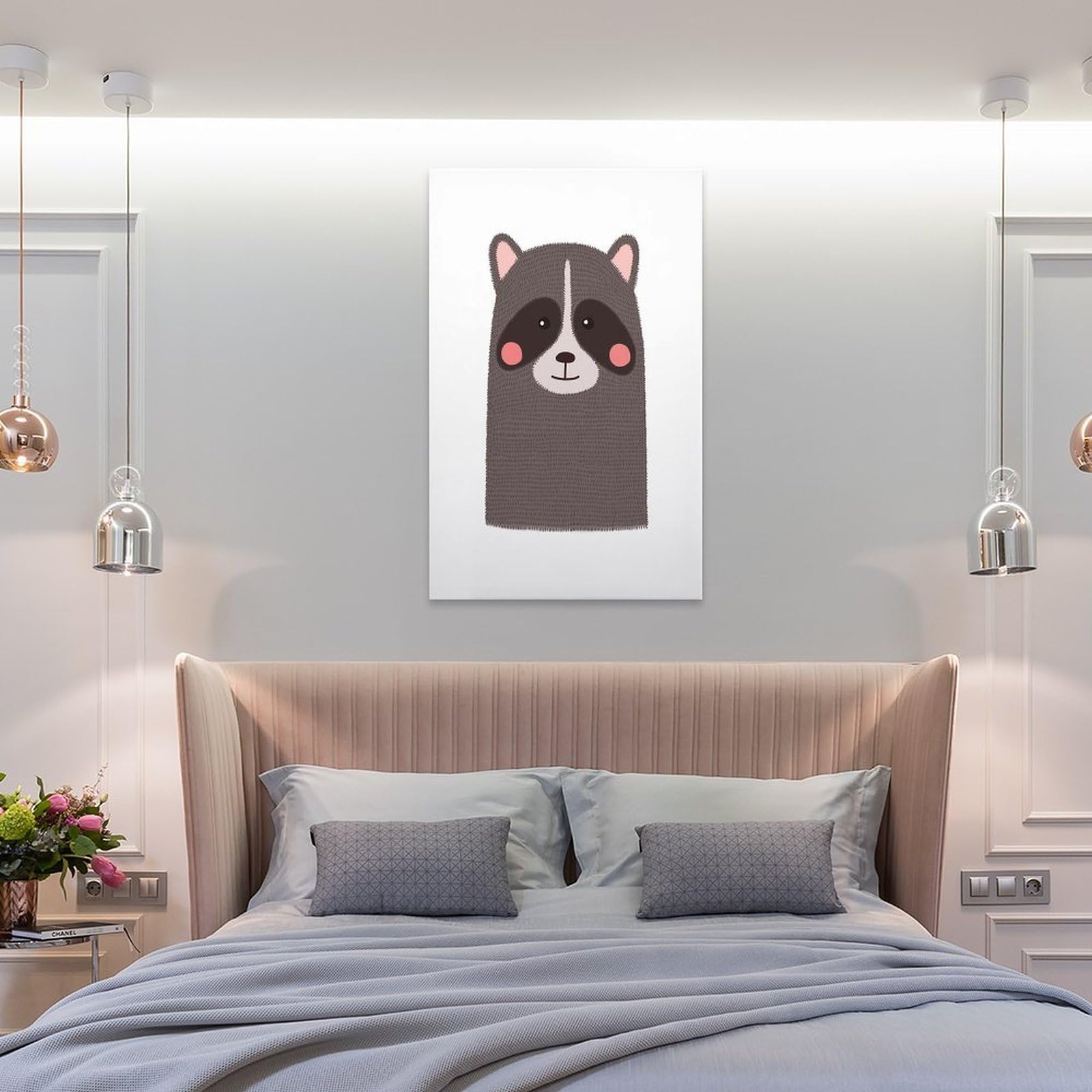 Adorable Raccoon & Sloth Nursery Wall Art - Safari Animal Posters, Baby Animal Prints for Kids Room Decor - 16x20 Canvas Painting, Picture & Home Decoration (Perfect for Baby Showers & Toddler Bedrooms)