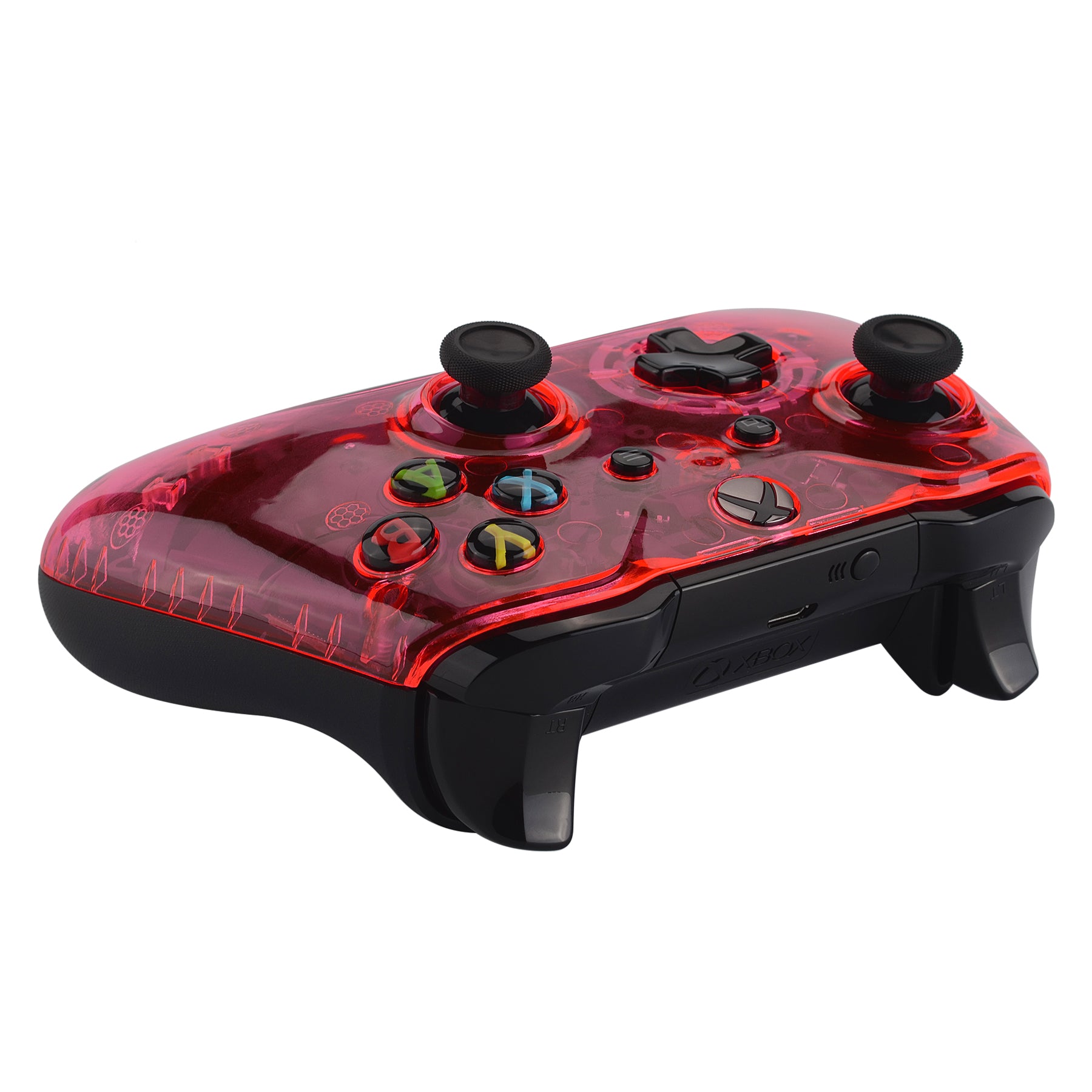 eXtremeRate Clear Pink Faceplate Cover & Front Housing Shell Replacement Kit for Xbox One S & Xbox One X Controller (Model 1708) - Durable Protective Case for Gaming, Streaming & Esports Tournaments