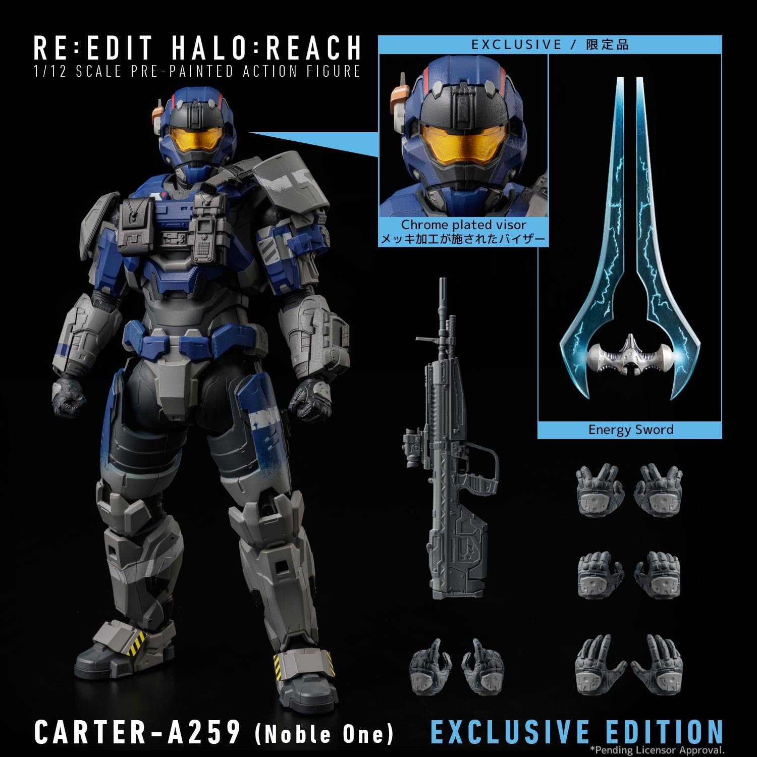 1000Toys RE:EDIT Halo: Reach Carter A259 Noble One 1/12 Scale PX Previews Exclusive Action Figure - Collectible Military Sci-Fi Model for Display & Gaming Enthusiasts