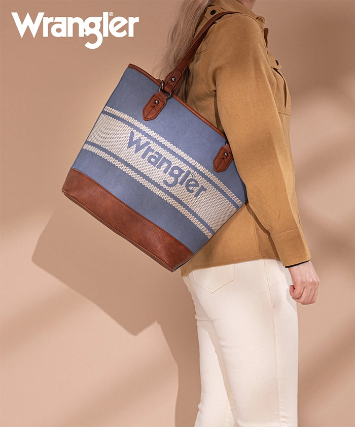 Wrangler Embroidered Canvas Tote Bag for Women - Durable & Stylish Shopping, Beach & Travel Tote - Perfect for Work, Gym & Daily Use