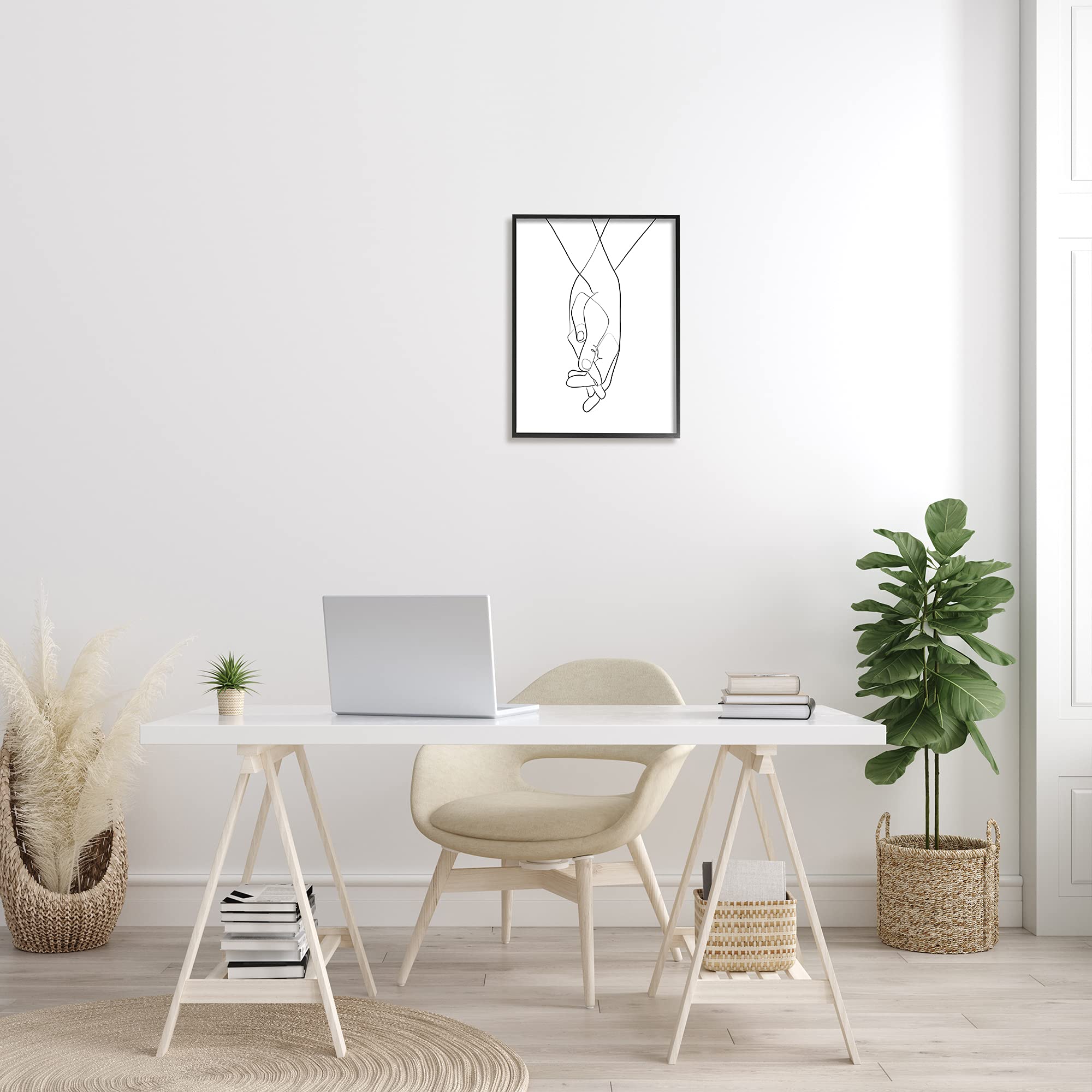 Stupell Industries 'Hands Intertwined' Romantic Minimalist Line Art - Black Framed Wall Decor for Bedroom, Living Room & Office | Designed by ROS Ruseva