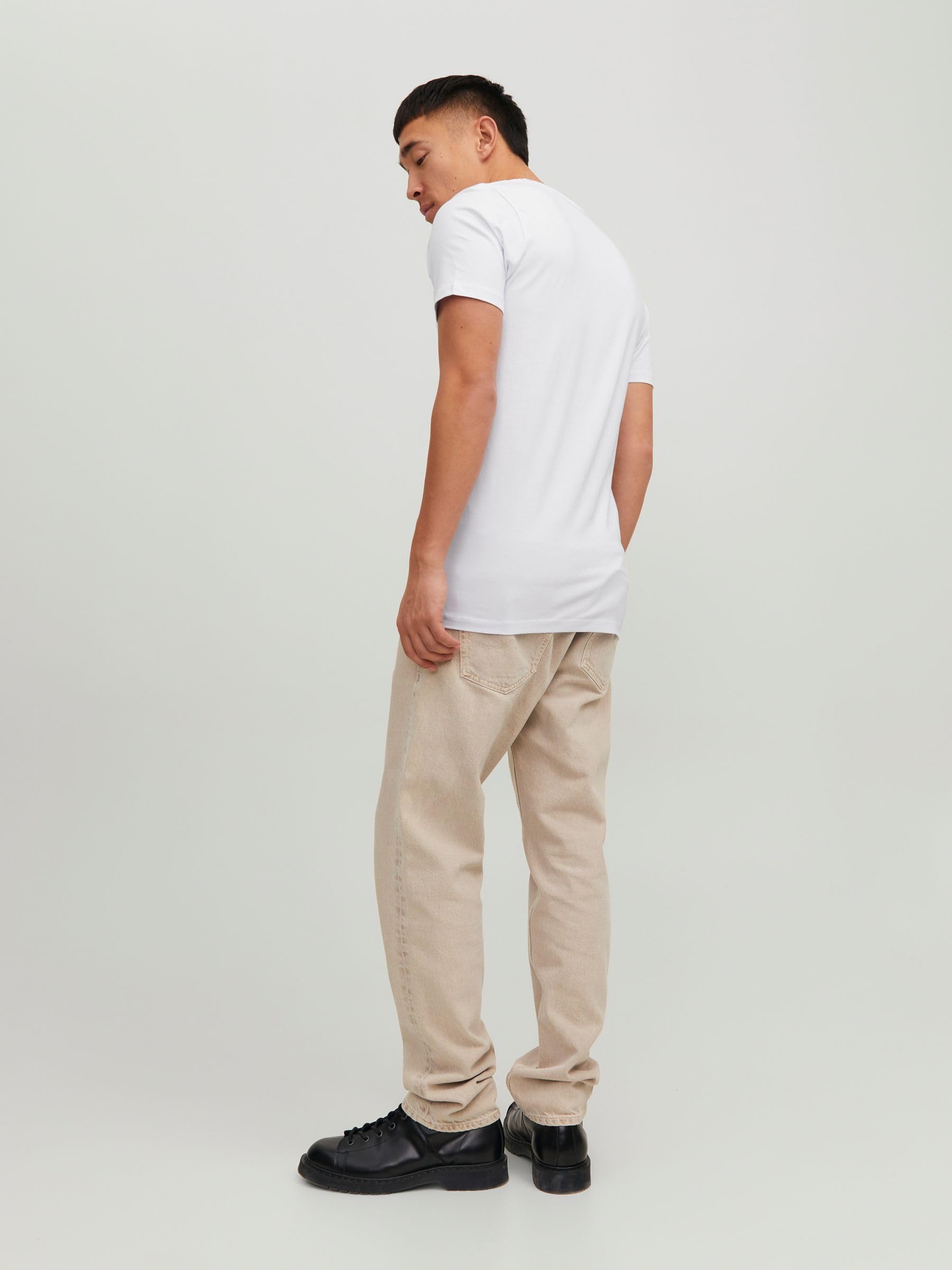 Jack & Jones Men's Classic Cotton Crew Neck T-Shirt - Medium, White - Casual Wear, Everyday Comfort & Street Style Outfit