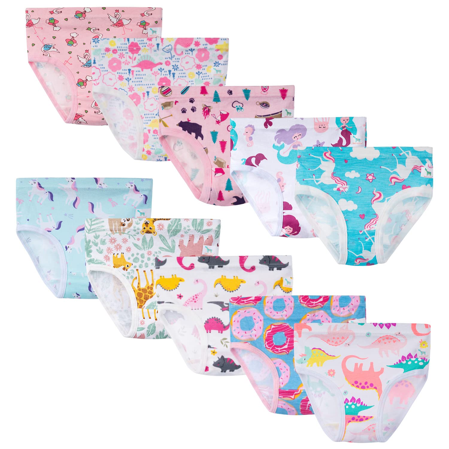 **Zebricolo Girls Cotton Underwear - 10 Pack Breathable Comfortable Kids Panties with Random Patterns & Colors for School, Play & Everyday Wear**