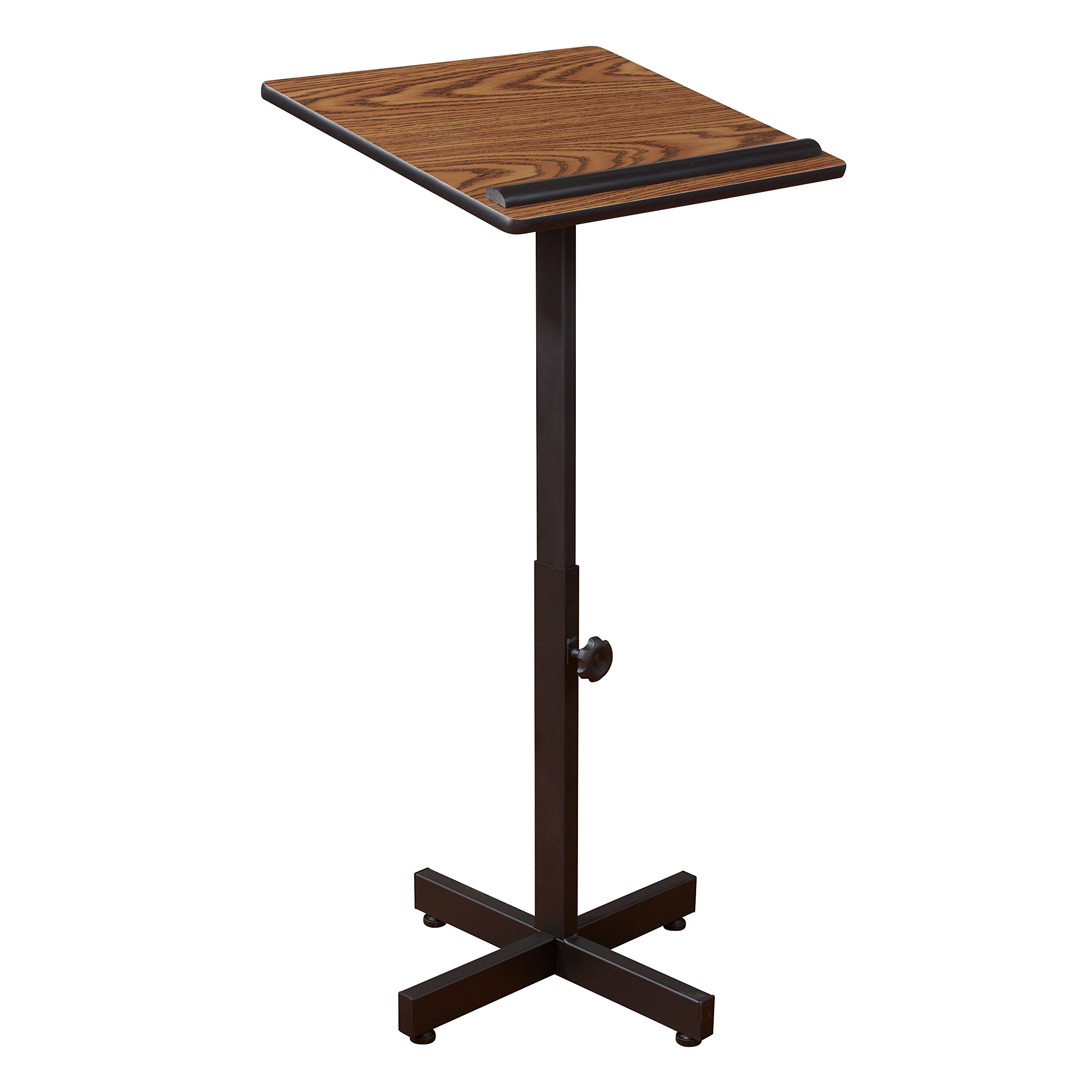 Portable Presentation Lectern with Built-in Sound System - Medium Oak Finish for Professional Speeches, Lectures & Events