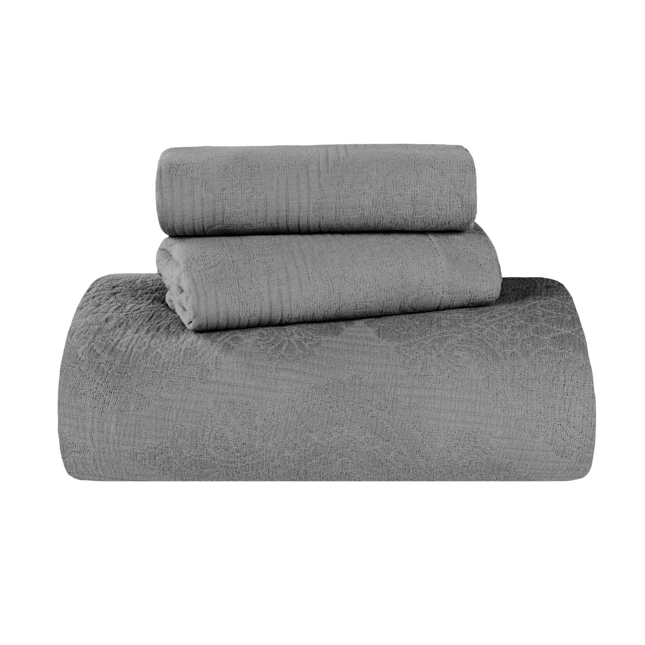 Victory Cotton Matelasse Scrolling Medallion Airy Bedspread Set - Queen Size Lightweight Quilted Coverlet for Bedroom Decor, Guest Room & Cozy Home Styling