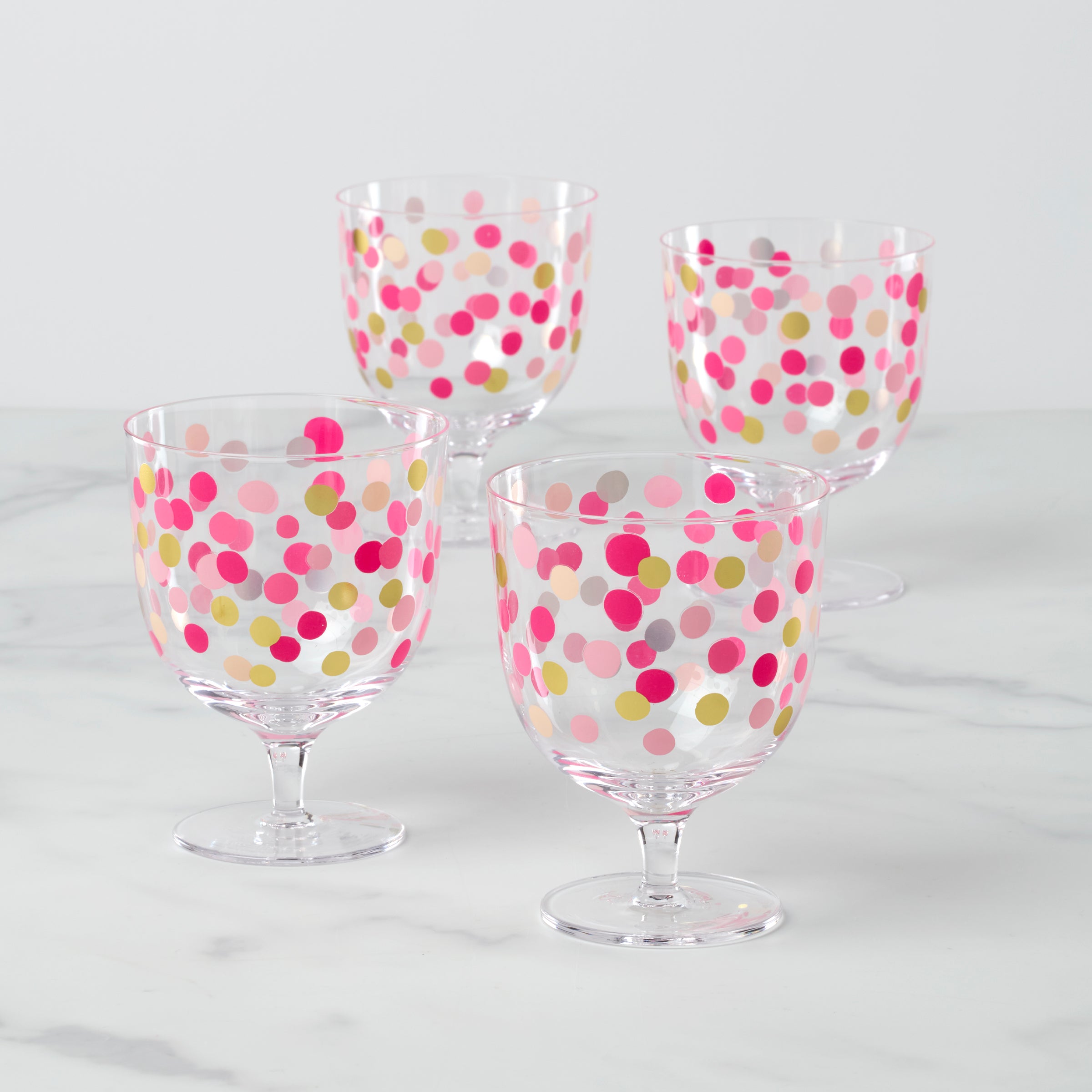 Set of 4 Colorful Confetti Wine Glasses - Perfect for Parties, Celebrations & Bridal Showers