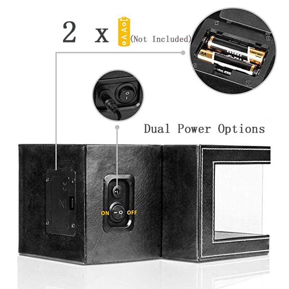 Premium Single Automatic Watch Winder - Ultra Quiet Japanese Motor with Elegant Wood Shell & Black Leather/Carbon Fiber - Perfect for Watch Collectors & Luxury Timepiece Storage at Home/Office