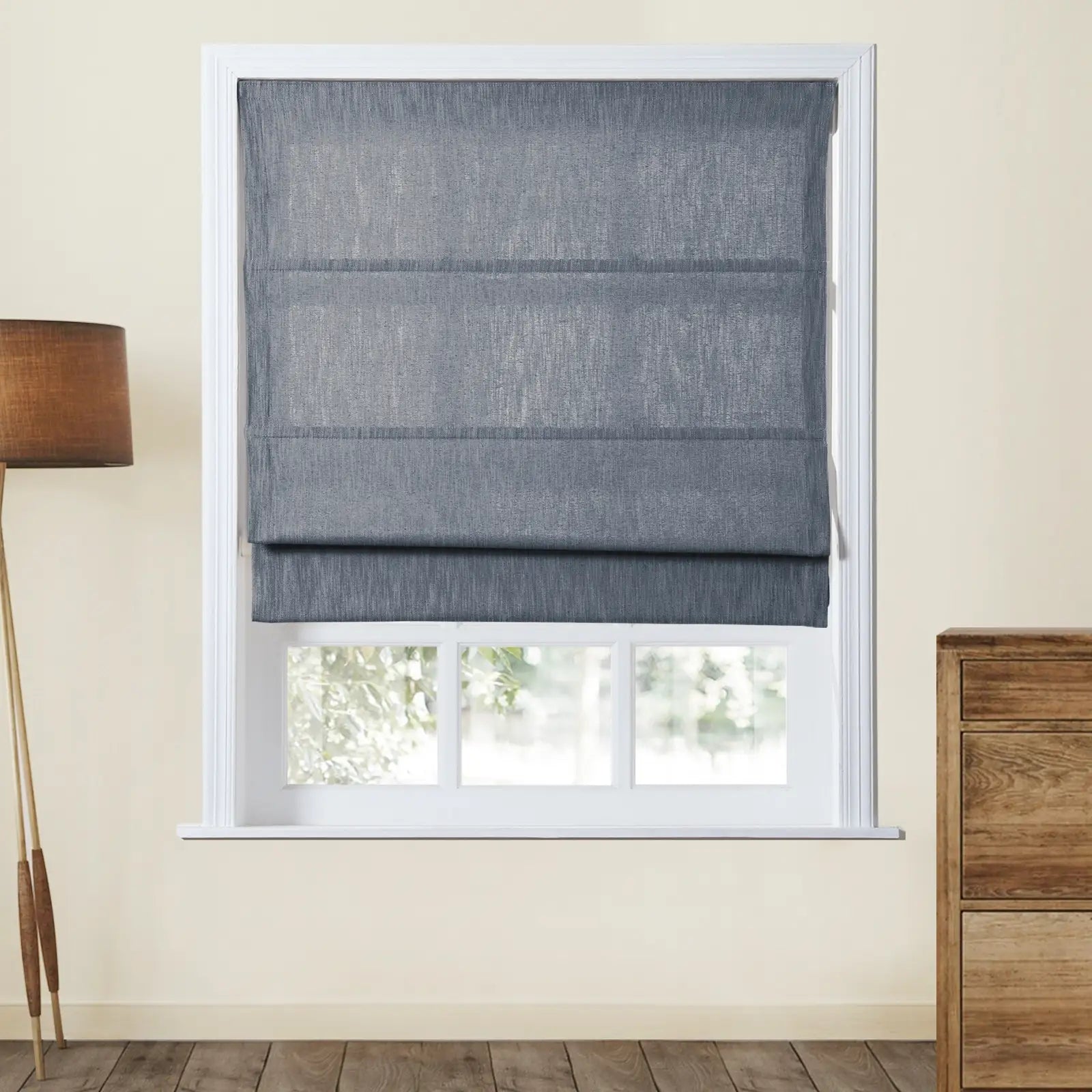 Cloe Cotton Blend Cordless Roman Shade - Blackout Window Treatment for Bedroom & Living Room - Plus Size Home Decor