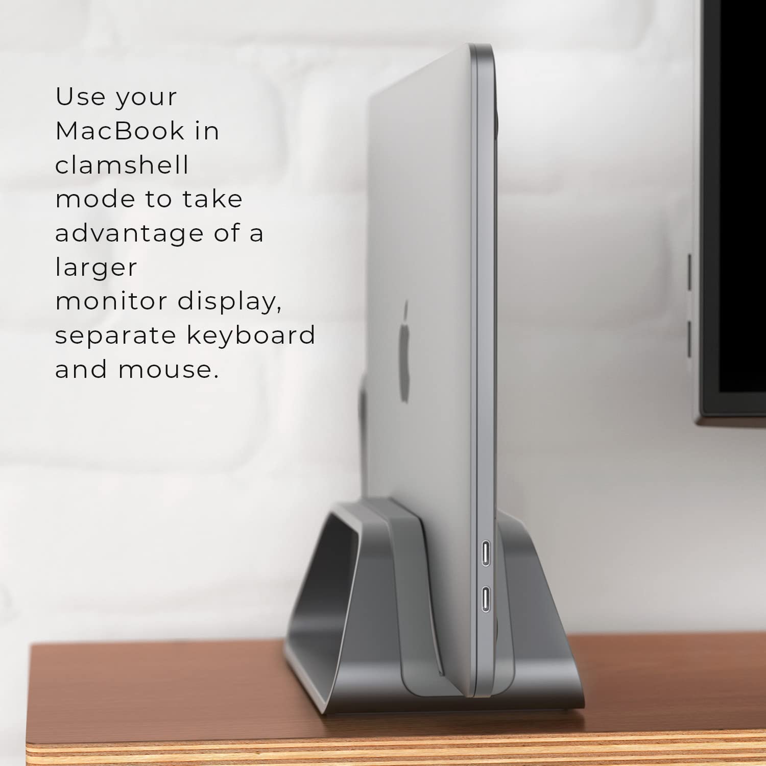 HumanCentric Vertical Laptop Stand for MacBook Pro & Air - Adjustable Aluminum Computer Holder with Interchangeable Inserts (Space Gray) | Perfect for Home Office, Workspace & Desk Organization