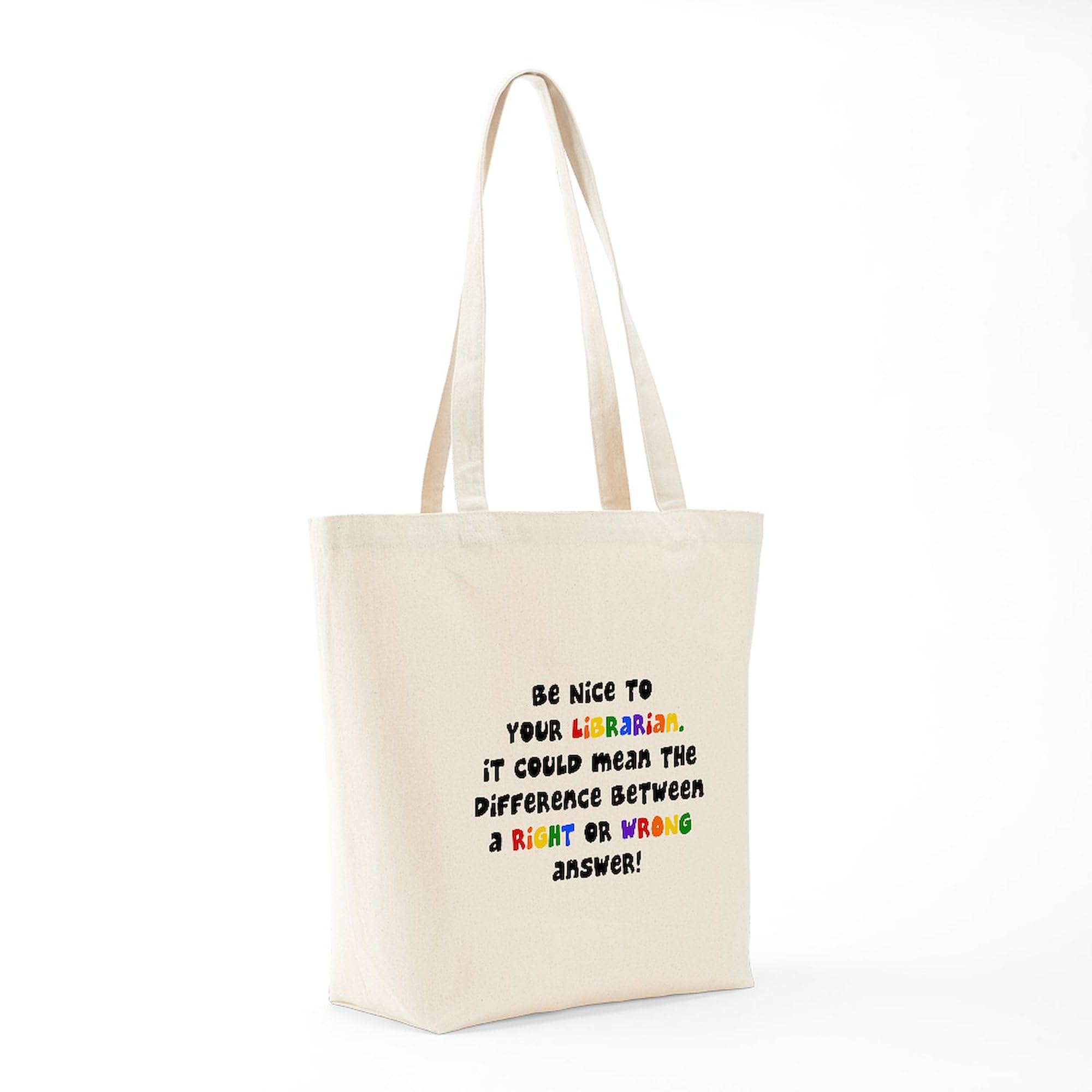 Be Nice To Your Librarian Tote Bag - Natural Canvas Reusable Shopping Bag for Library, Bookstore & Eco-Friendly Grocery Trips