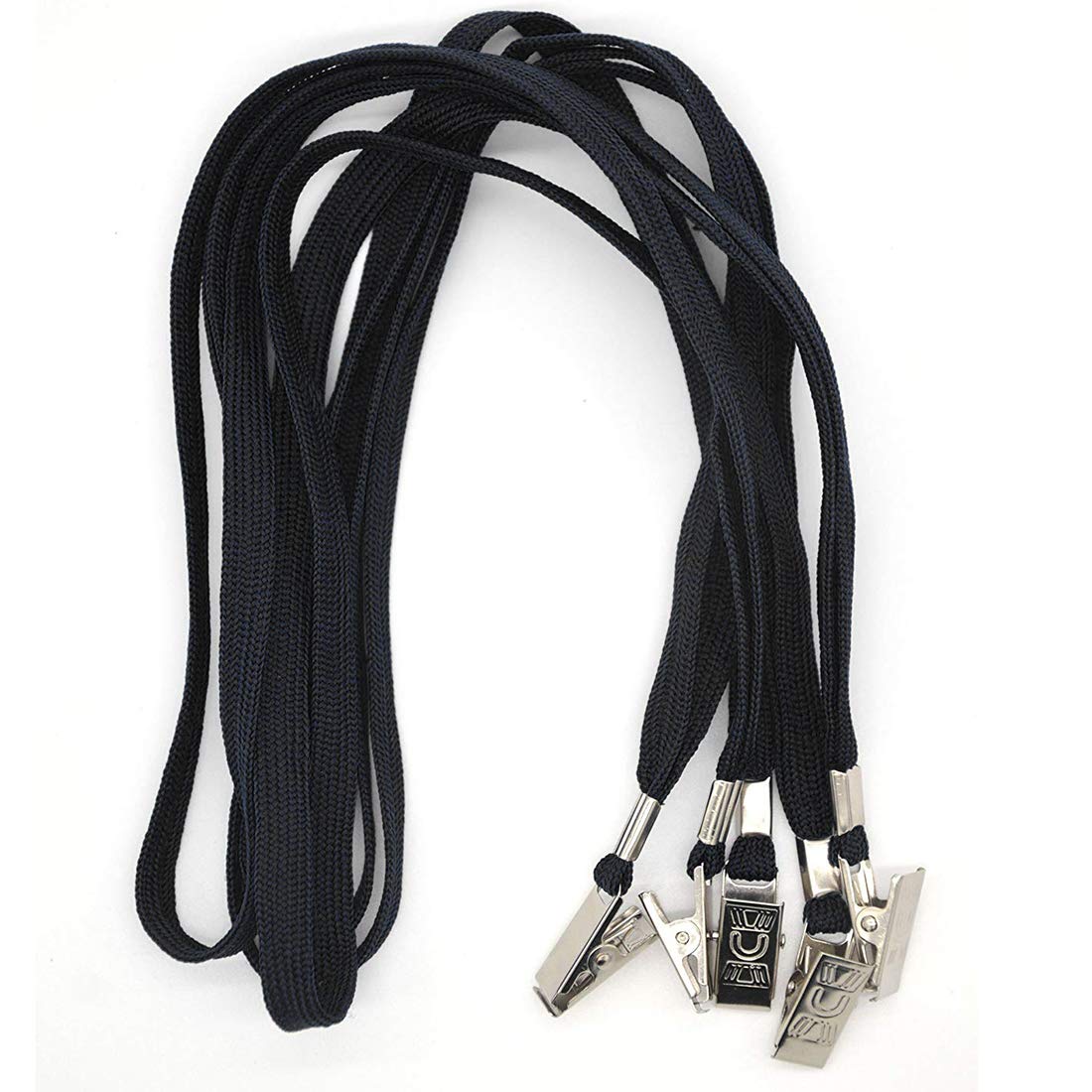 100 Pack Black Lanyards with Bulldog Clip - for Badge ID & Event Passes