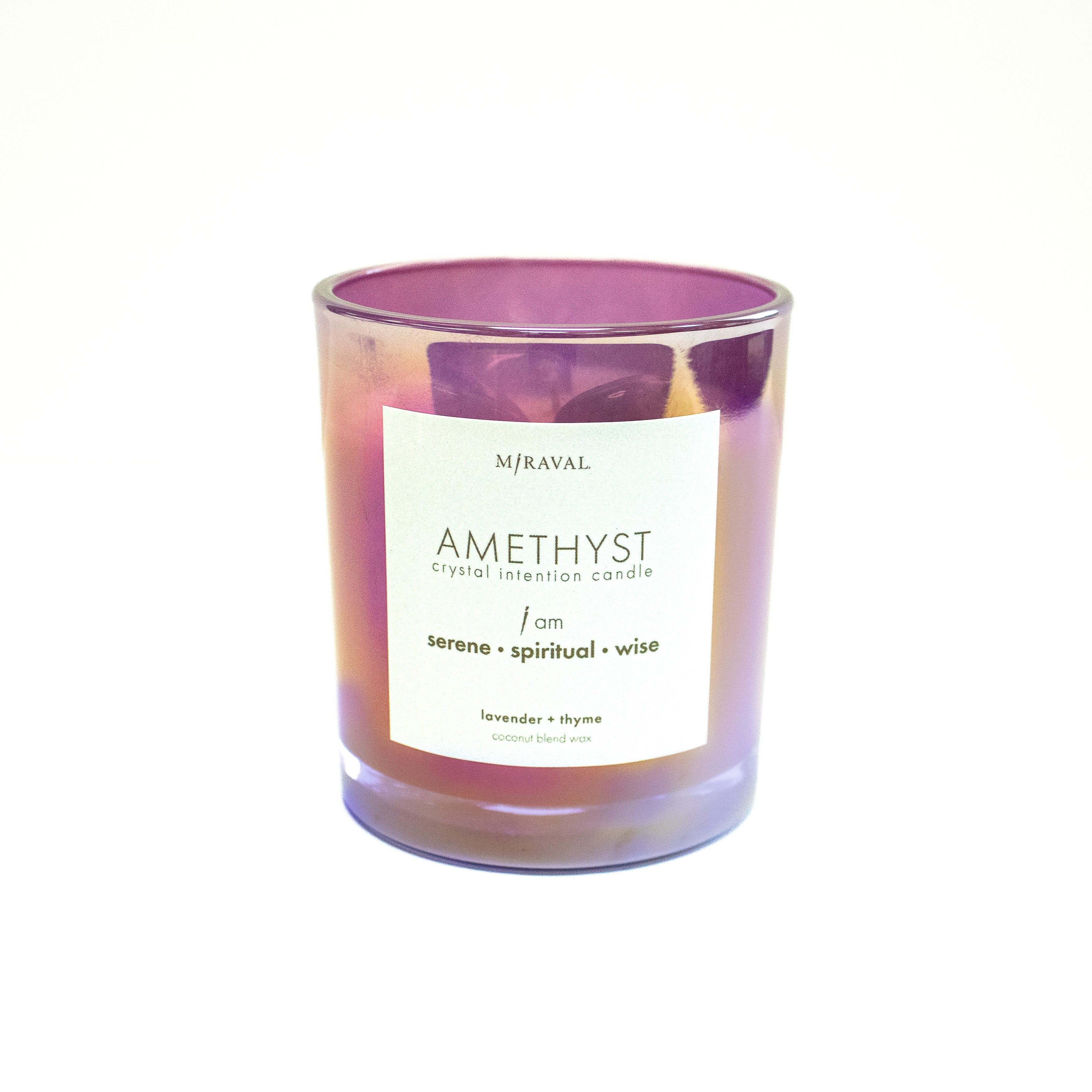 Amethyst Crystal Intention Candle - Handmade Spiritual Meditation Candle for Relaxation, Healing & Positive Energy - Perfect for Yoga, Meditation & Home Decor