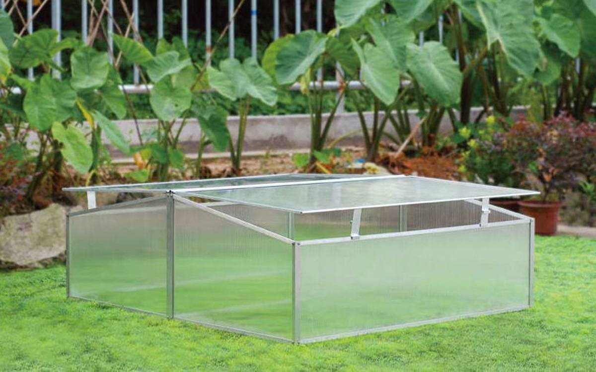 Zenport SH7005-2-ZD 3.3x3.3x1.3ft Double-Wide Folding Aluminum Cold Frame Greenhouse - Portable Plant Protection for Seedlings & Vegetables - Ideal for Gardens, Patios & Backyards