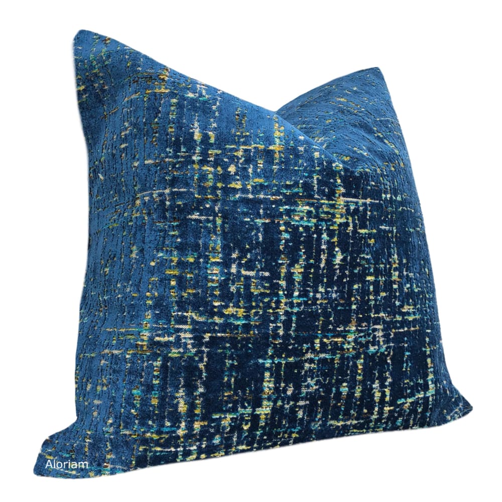 Cassidy Blue Tweed Textured Velvet Pillow Cover - 18x18 Inch Decorative Throw Pillow Case for Sofa, Bed, Couch - Luxury Home Decor Accent for Living Room, Bedroom, Office