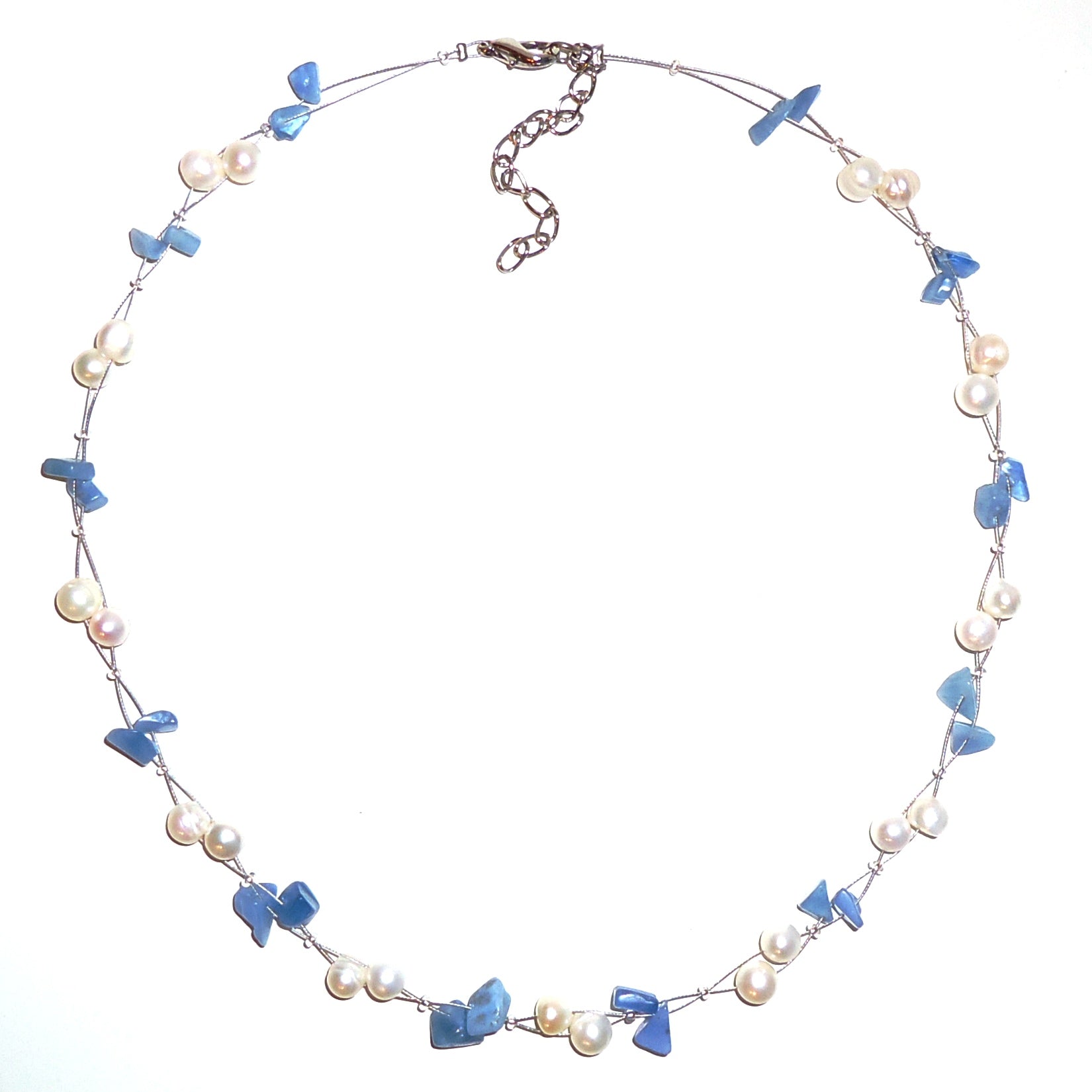 Elegant Pearl & Blue Stone Necklace for Women - Handmade Jewelry Gift for Birthday, Anniversary & Special Occasions - Perfect for Weddings, Parties & Everyday Wear
