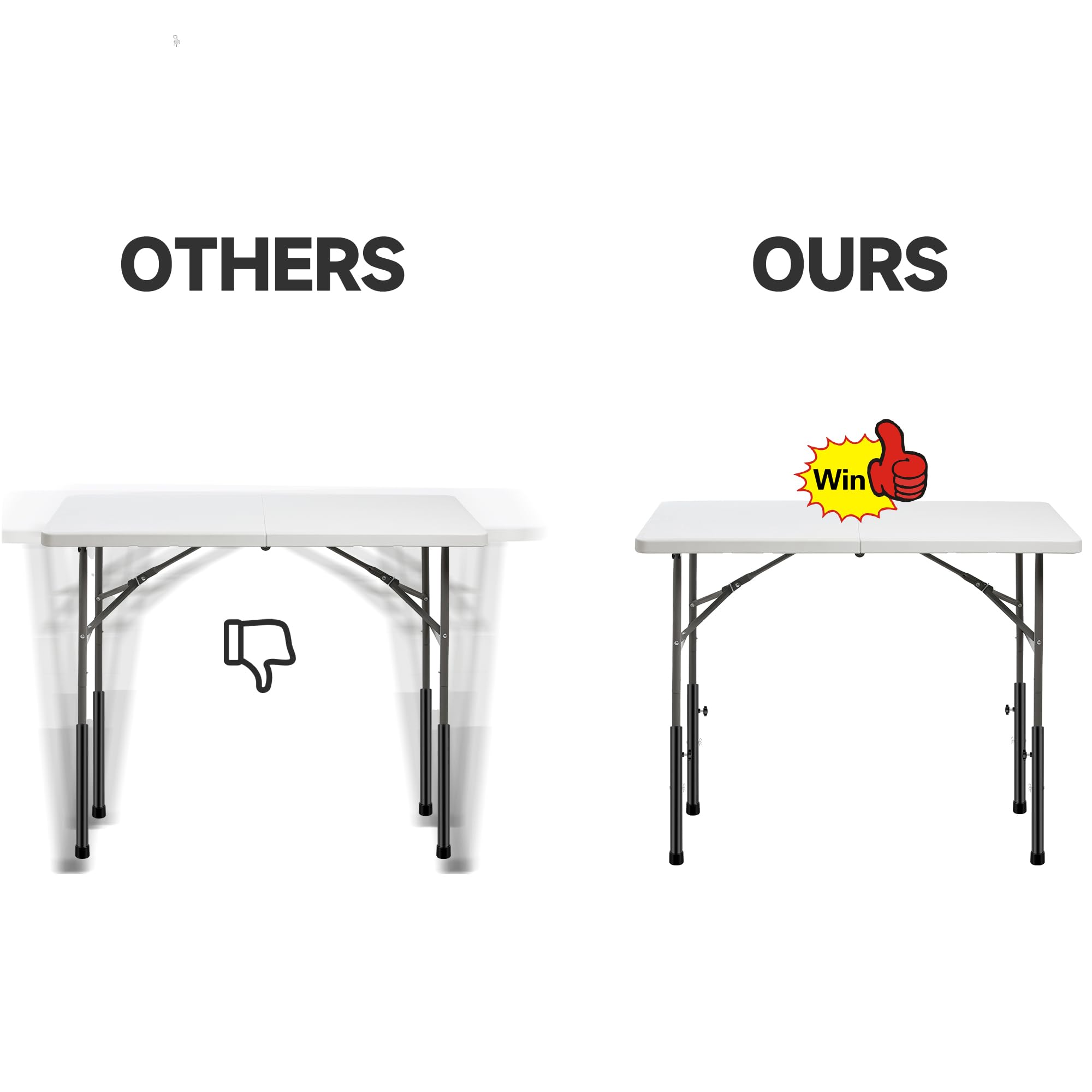 Heavy Duty Adjustable Steel Table Leg Extenders for Folding Tables - Compatible with Straight & Bent Legs - Raise Table Height Perfect for Dining, Workstations & Crafting Tables