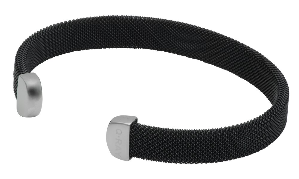 QRAY Midnight Black & White Stainless Steel Mesh Golf Bracelet - Unisex Sports & Fitness Jewelry for Golfers, Athletes, Gym & Everyday Wear