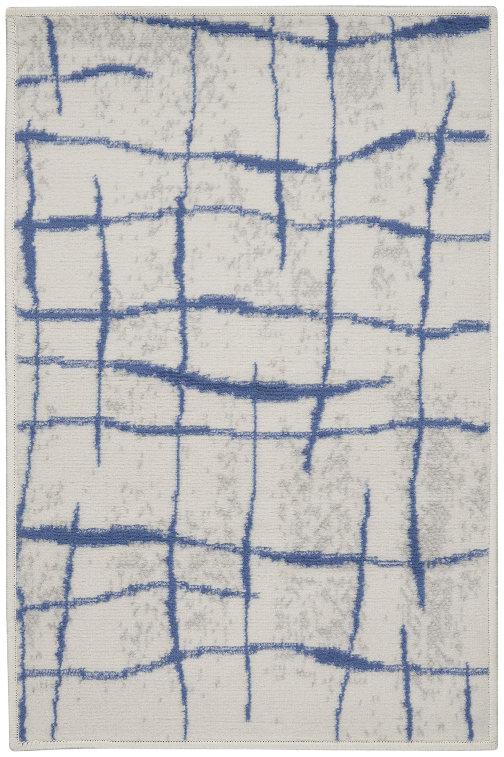Nourison Whimsicle Ivory Blue 2' x 3' Contemporary Area Rug - Artistic Design, Easy to Clean, Non-Shedding - Perfect for Bedroom, Living Room, Dining Room & Kitchen Decor (2x3)