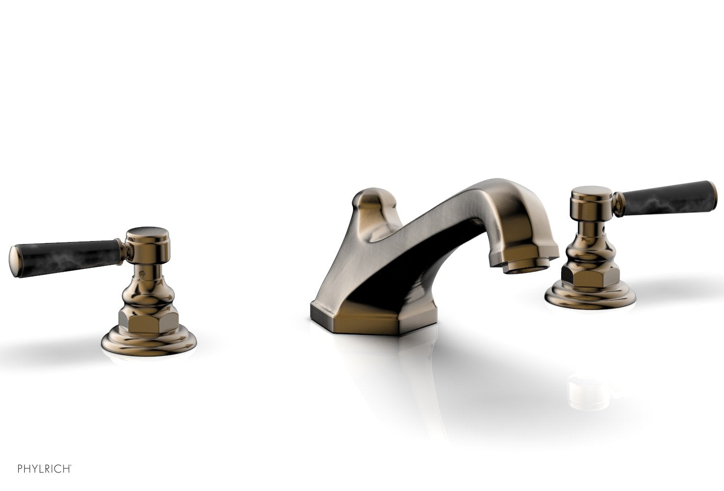 HEX TRADITIONAL Deck Tub Set with Black Marble Lever Handles - 500 42 - Perfect for Outdoor Bathing and Garden Relaxation