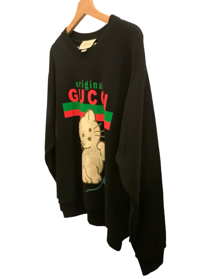 Gucci Kitten Crew Neck Sweater for Women - Size XS | Soft Cotton Knit Pullover | Casual Winter Fashion Top for Date Night & Office Wear