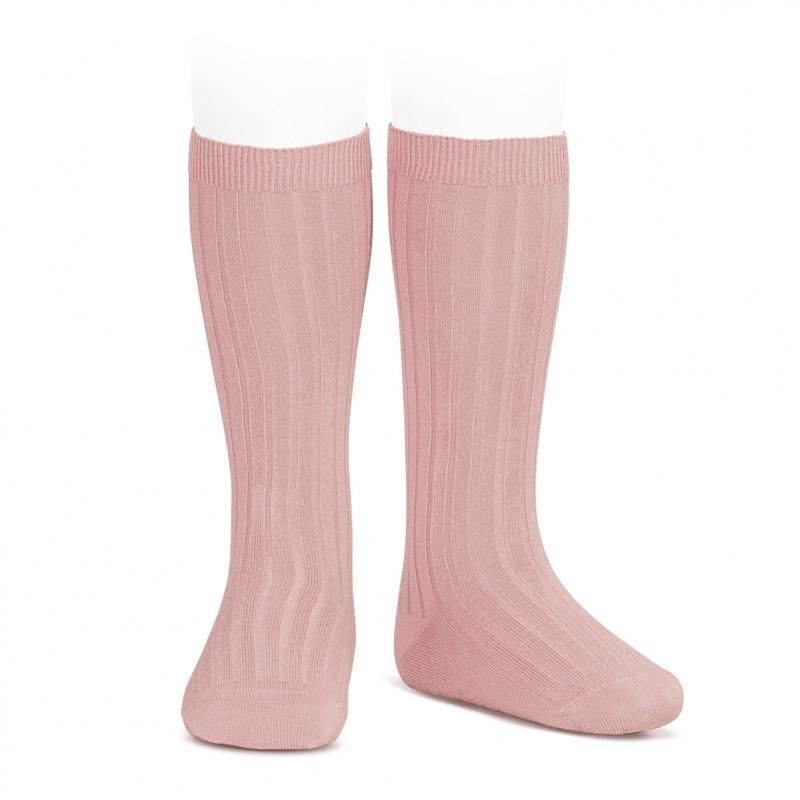Stylish Dusky Pink Wide Ribbed Knee High Socks for Women - Comfortable & Fashionable Winter Socks for Boots, Outfits, and Casual Wear