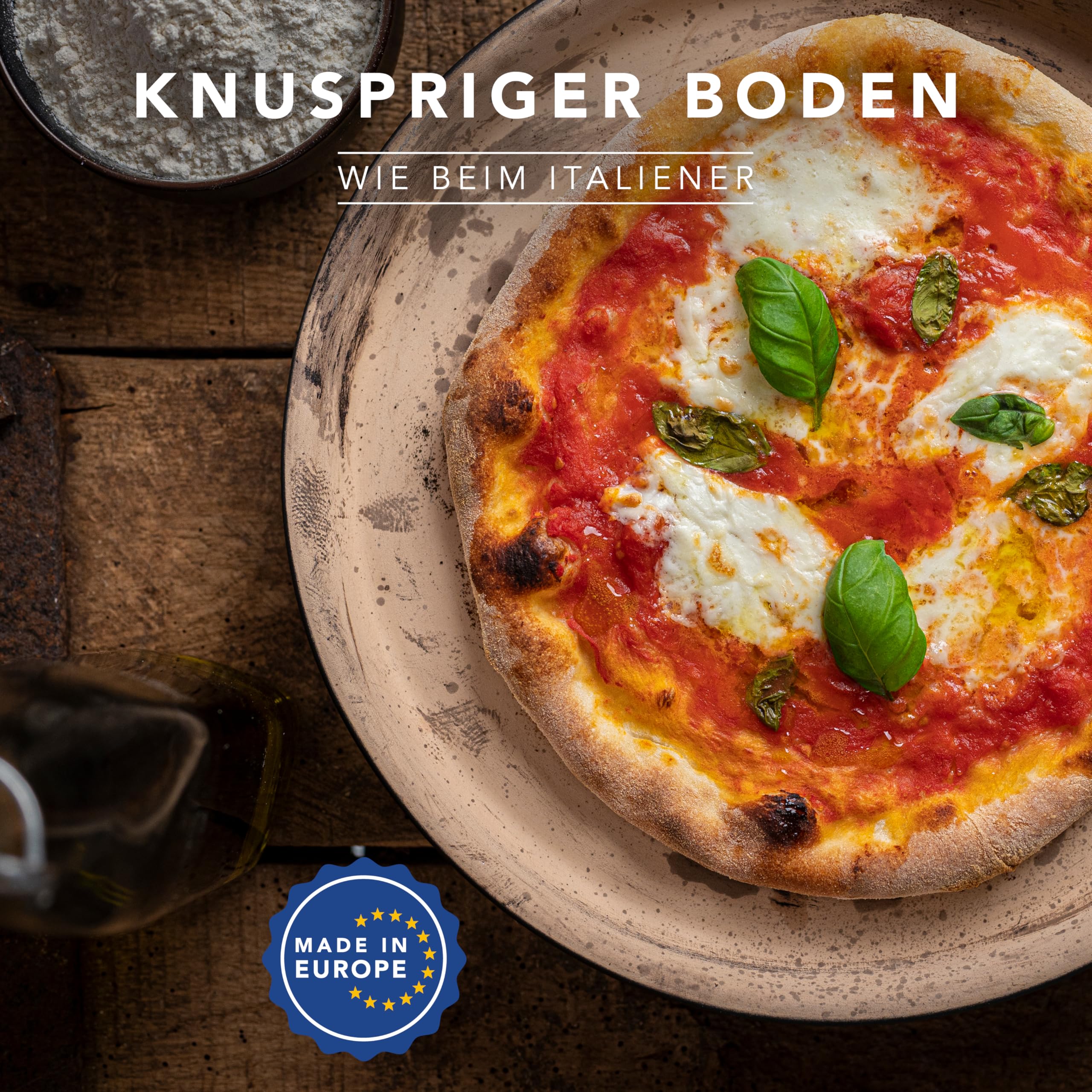 Premium Römertopf Pizza Stone for BBQ, Gas Grill, Charcoal Grill & Oven - 31.5cm Round Baking Stone for Perfect Homemade Pizza, Bread & Roasting - Ideal for Outdoor Cooking & Indoor Baking