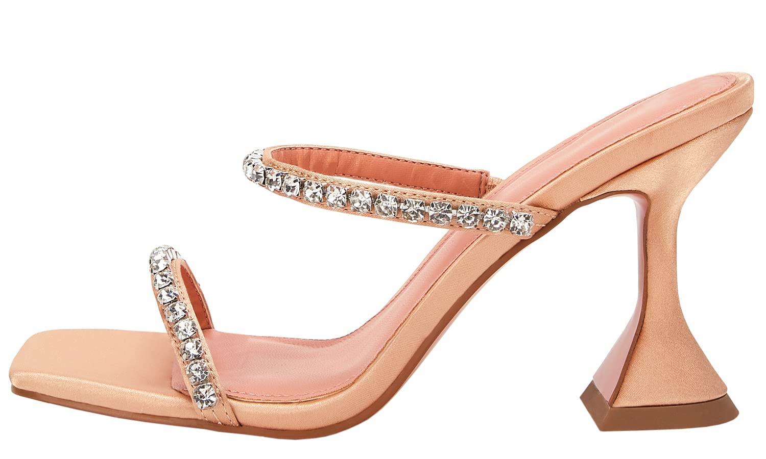 Women's Square Toe Heeled Sandals with Two Straps - Elegant Satin Party & Wedding Heels for Special Occasions, Date Nights and Formal Events